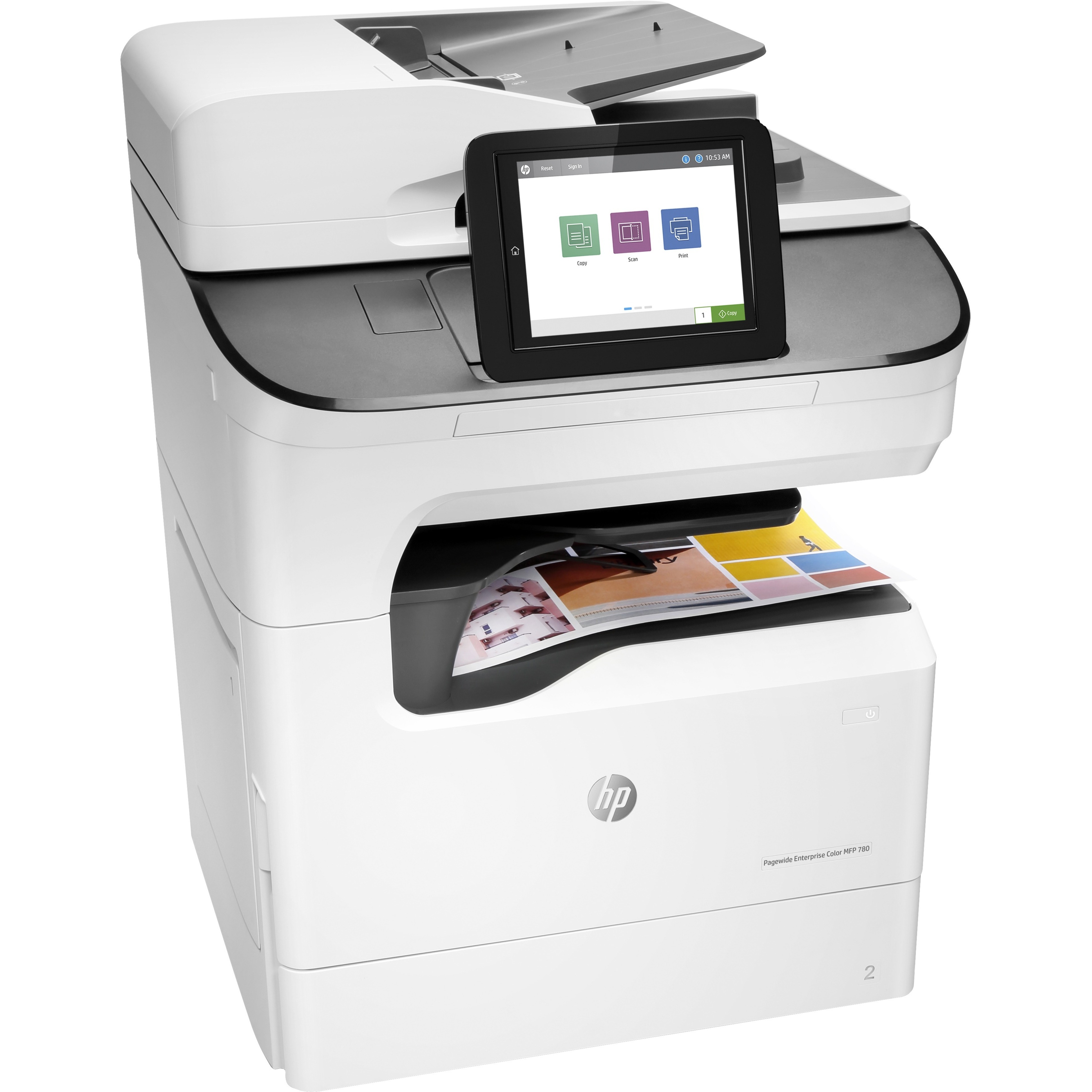 HP PageWide 780dns Page Wide Array Multifunction Printer-Color-Copier/Scanner-65 ppm Mono/Color Print-2400x1200 Print-Automatic Duplex Print-100000 Pages Monthly-650 sheets Input-Color Scanner-600 Optical Scan-Gigabit Ethernet - Copier/Printer/Scanner - 65 ppm Mono/65 ppm Color Print - 2400 x 1200 dpi Print - Automatic Duplex Print - Up to 100000 Pages Monthly - 650 sheets Input - Color Scanner - 600 dpi Optical Scan - Gigabit Ethernet - USB - For Plain Paper Print — rightmaximum