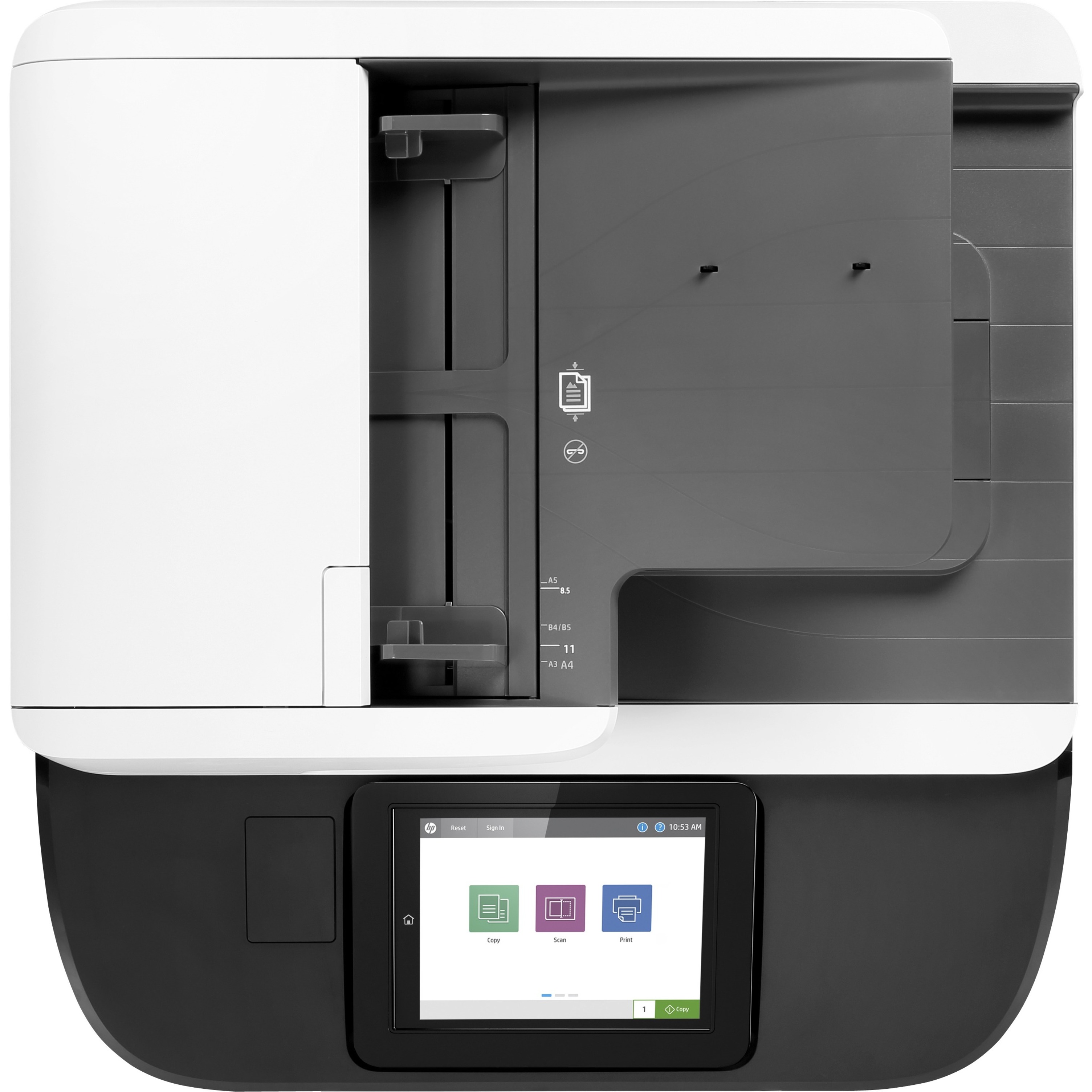HP PageWide 780dns Page Wide Array Multifunction Printer-Color-Copier/Scanner-65 ppm Mono/Color Print-2400x1200 Print-Automatic Duplex Print-100000 Pages Monthly-650 sheets Input-Color Scanner-600 Optical Scan-Gigabit Ethernet - Copier/Printer/Scanner - 65 ppm Mono/65 ppm Color Print - 2400 x 1200 dpi Print - Automatic Duplex Print - Up to 100000 Pages Monthly - 650 sheets Input - Color Scanner - 600 dpi Optical Scan - Gigabit Ethernet - USB - For Plain Paper Print — top