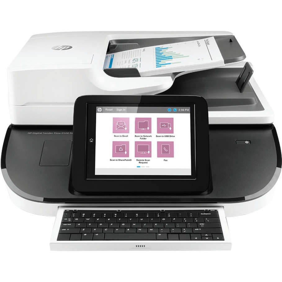 HP Digital Sender Flow 8500 fn2 Sheetfed Scanner - 600 dpi Optical - 24-bit Color - 8-bit Grayscale - 100 ppm (Mono) - 100 ppm (Color) - Duplex Scanning - USB — front