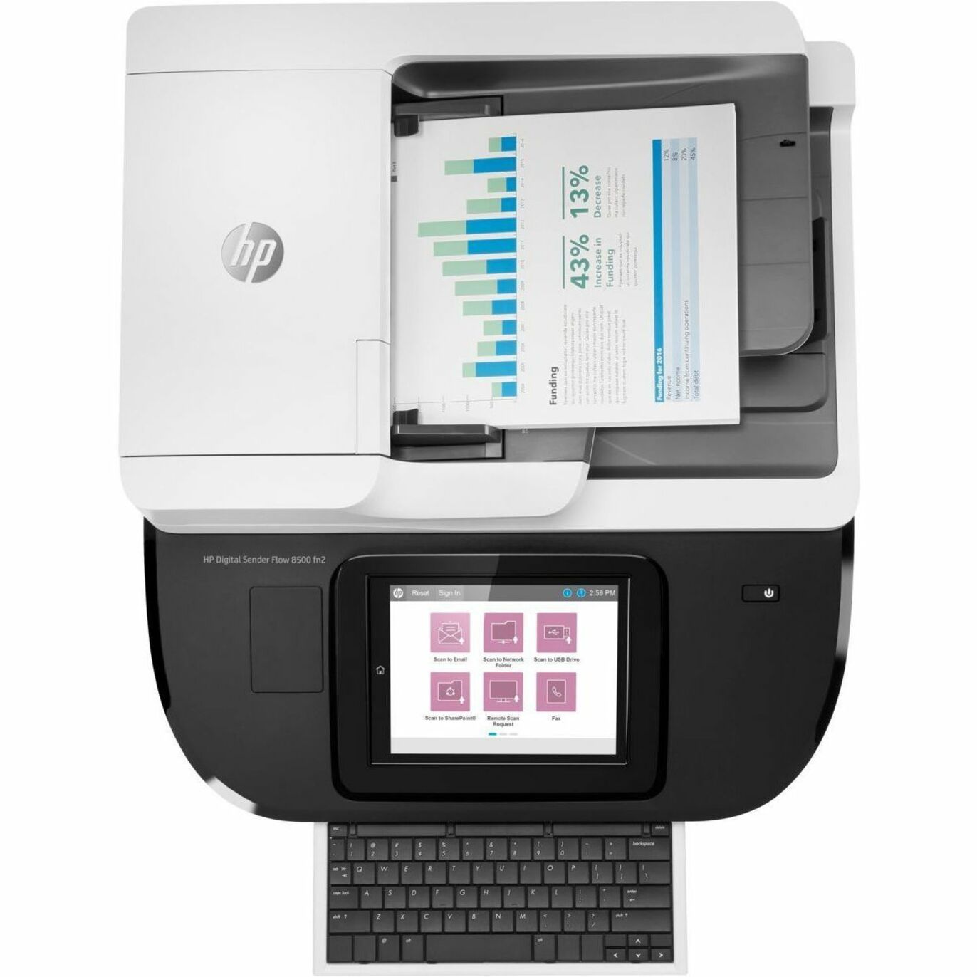 HP Digital Sender 8500 Sheetfed Scanner - 600 dpi Optical - 24-bit Color - 8-bit Grayscale - 92 ppm (Mono) - 184 ppm (Color) - USB — alternate image3