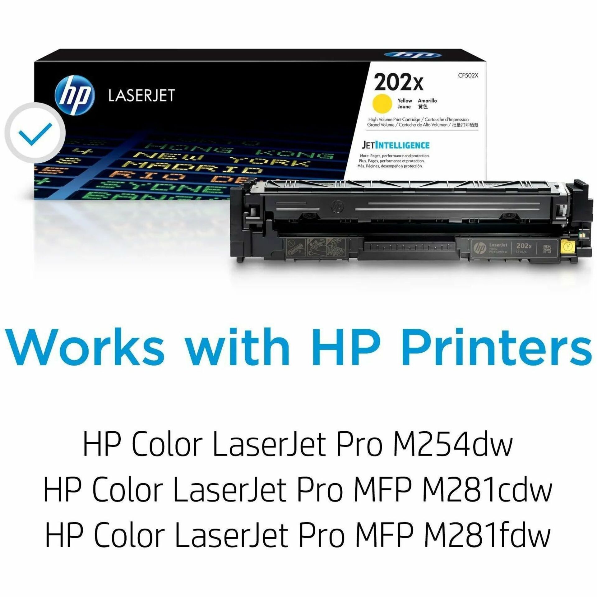 HP 202X (CF502X) Original High Yield Laser Toner Cartridge - Yellow - 1 Each - 2500 Pages — alternate image2
