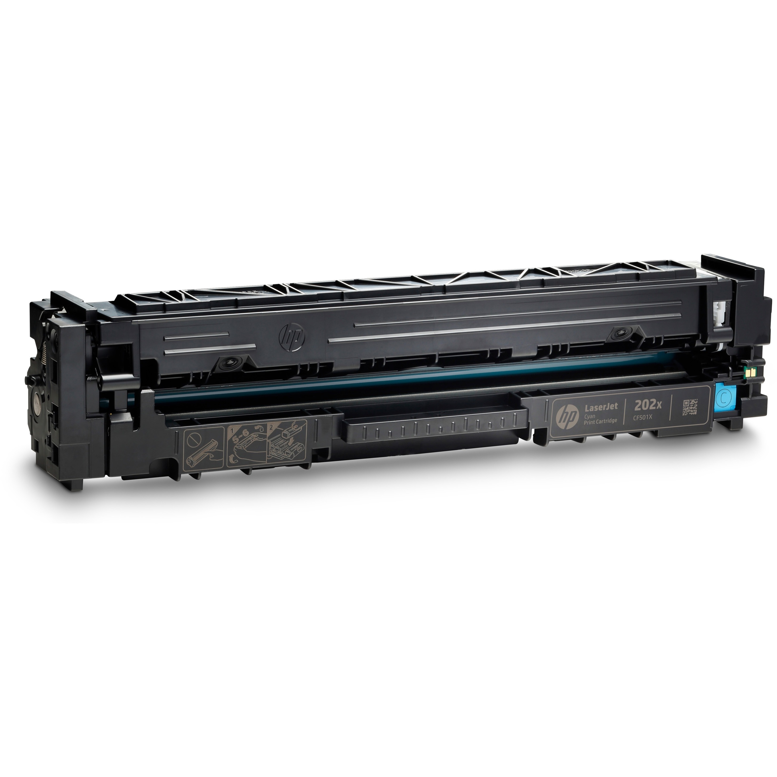 HP 202X (CF501X) Original High Yield Laser Toner Cartridge - Cyan - 1 Each - 2500 Pages — right