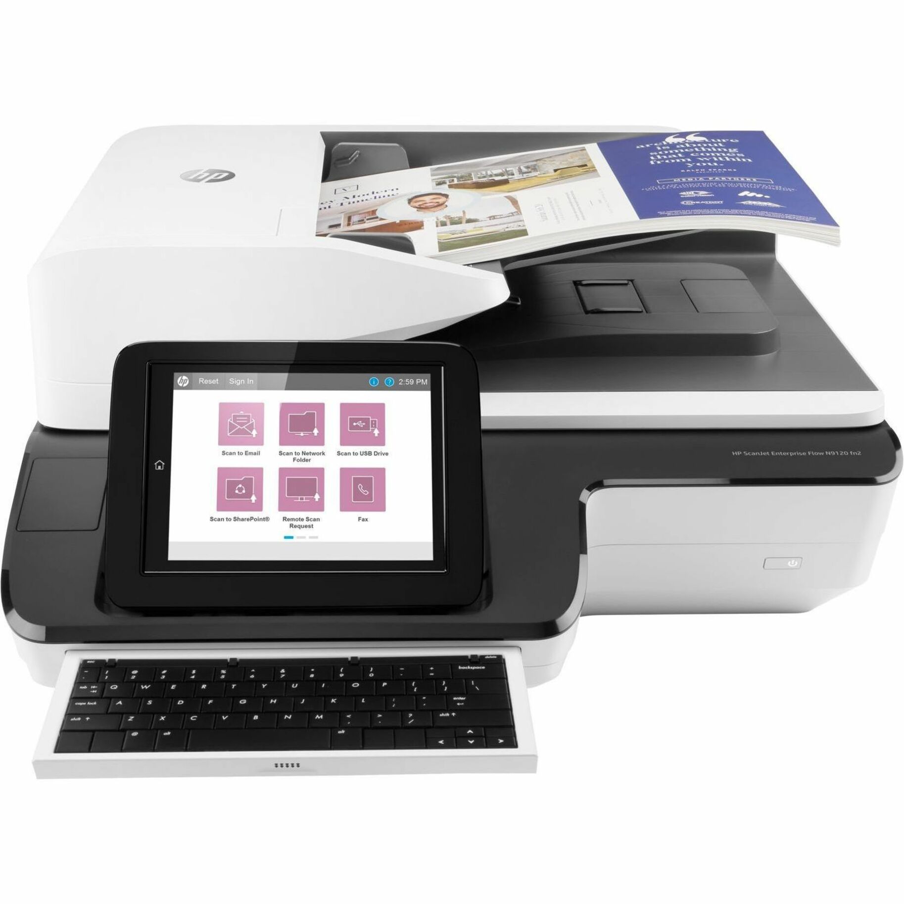 HP Scanjet N9120 Sheetfed Scanner - 600 dpi Optical - Black, White - 24-bit Color - 8-bit Grayscale - 120 ppm (Mono) - 120 ppm (Color) - Duplex Scanning - USB — alternate image2