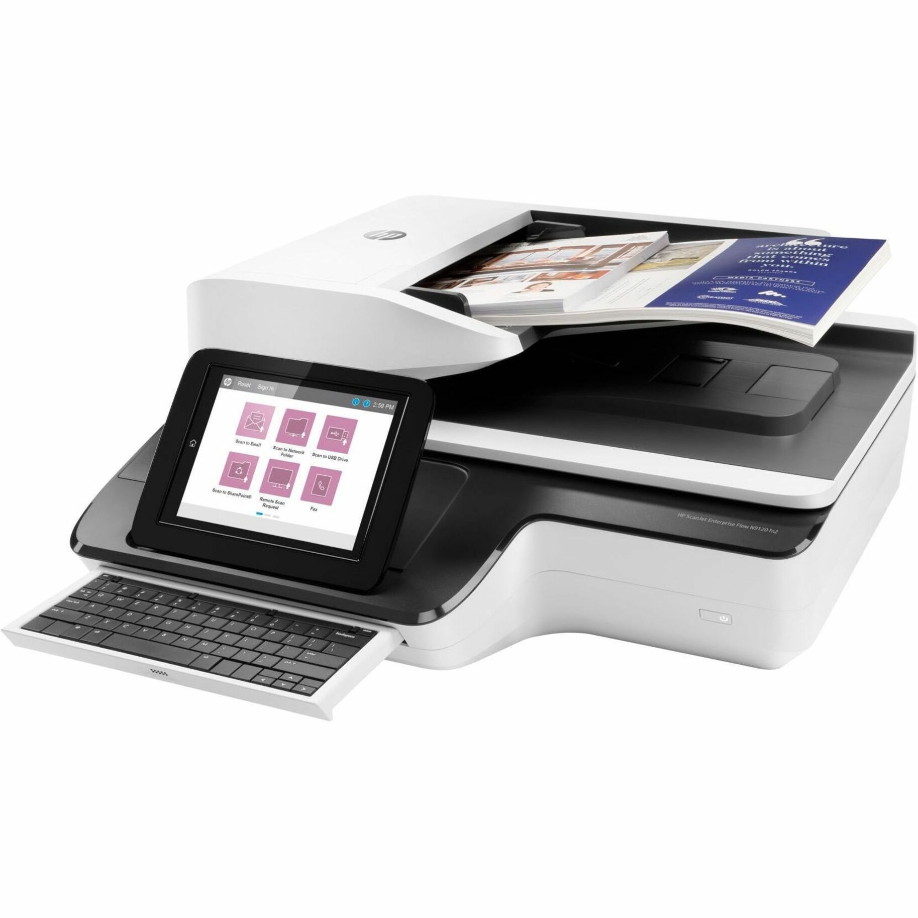 HP Scanjet N9120 Sheetfed Scanner - 600 dpi Optical - Black, White - 24-bit Color - 8-bit Grayscale - 120 ppm (Mono) - 120 ppm (Color) - Duplex Scanning - USB — alternate image3