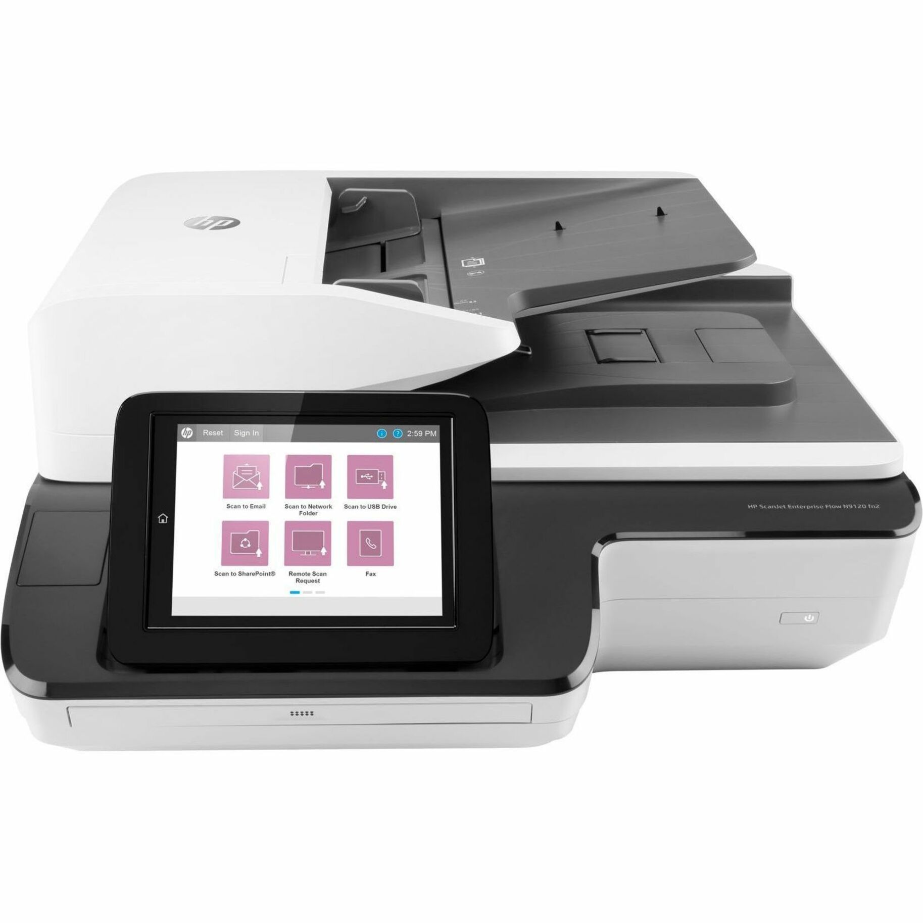 HP Scanjet N9120 Sheetfed Scanner - 600 dpi Optical - Black, White - 24-bit Color - 8-bit Grayscale - 120 ppm (Mono) - 120 ppm (Color) - Duplex Scanning - USB — front