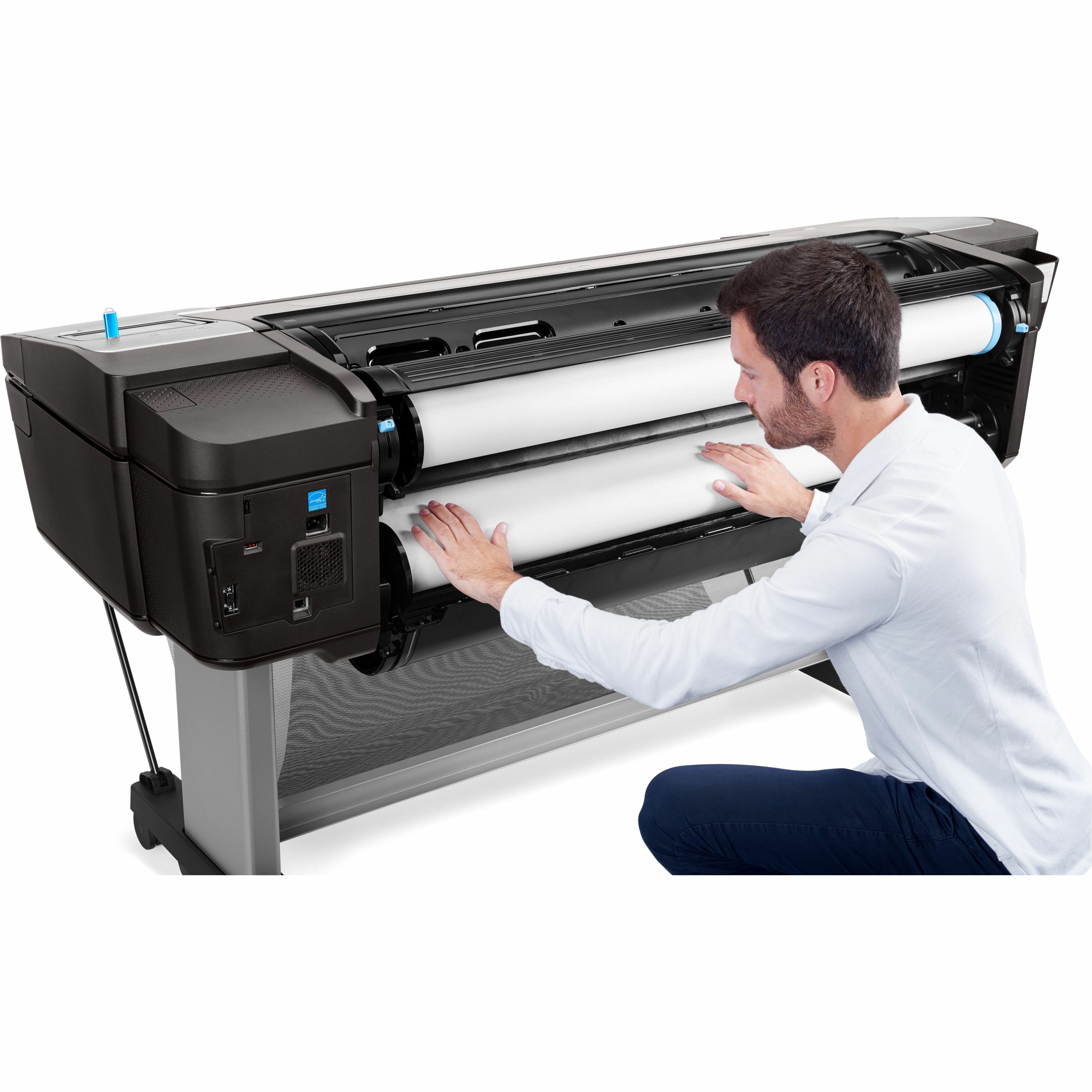 HP Designjet T1700dr Inkjet Large Format Printer - 44.02" Print Width - Color - 6 Color(s) - 26 Second Color Speed - 2400 x 1200 dpi - USB - Ethernet - Roll Paper, Cut Sheet, Bond Paper, Coated Paper, Heavyweight Paper, Super Heavyweight Plus Matte, Technical Paper, Translucent Bond, Clear Film, Matte Film, Photo Paper, ... - Floor Standing Supported — life style