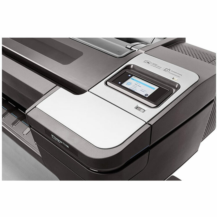 HP Designjet T1700 PostScript Inkjet Large Format Printer - 44" Print Width - Color - 6 Color(s) - 26 Second Color Speed - 2400 x 1200 dpi - USB - Ethernet - Roll Paper, Cut Sheet, Bond Paper, Coated Paper, Heavyweight Paper, Super Heavyweight Coated, Matte Film, Technical Paper, Tracing Paper, Translucent Bond, Clear Film, ... - Floor Standing Supported — alternate image1