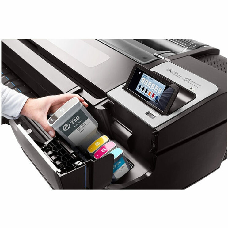 HP Designjet T1700 PostScript Inkjet Large Format Printer - 44" Print Width - Color - 6 Color(s) - 26 Second Color Speed - 2400 x 1200 dpi - USB - Ethernet - Roll Paper, Cut Sheet, Bond Paper, Coated Paper, Heavyweight Paper, Super Heavyweight Coated, Matte Film, Technical Paper, Tracing Paper, Translucent Bond, Clear Film, ... - Floor Standing Supported — alternate image2