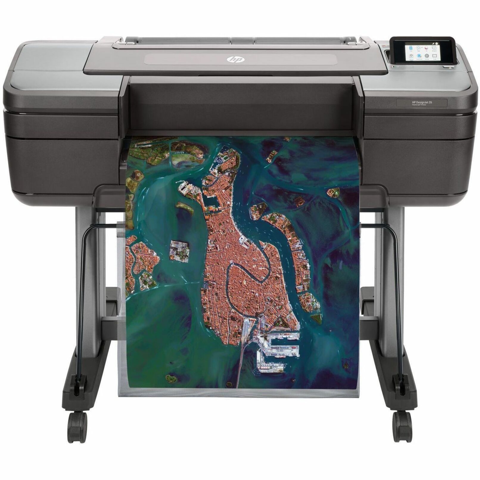 HP Designjet Z6 PostScript Inkjet Large Format Printer - 24" Print Width - Color - 6 Color(s) - 916 ft²/h Color Speed - 2400 x 1200 dpi - USB - Ethernet - Roll Paper, Photo Paper, Fine Art Paper, Adhesive Paper, Bond Paper, Coated Paper, Backlit - Floor Standing Supported — alternate image1