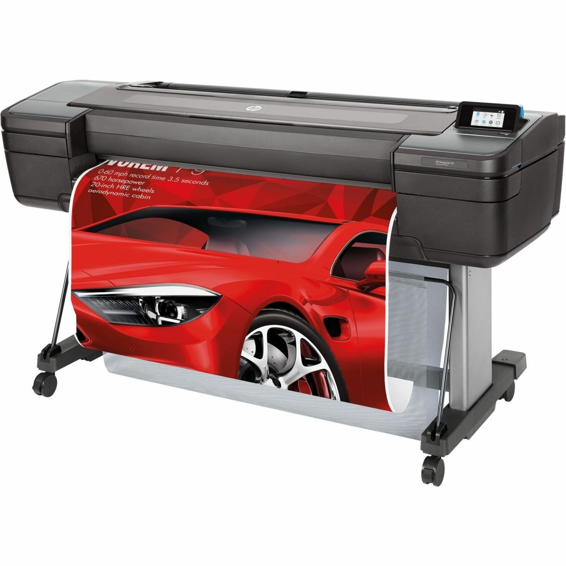 HP Designjet Z6 PostScript Inkjet Large Format Printer - 44" Print Width - Color - 6 Color(s) - 916 ft²/h Color Speed - 2400 x 1200 dpi - USB - Ethernet - Roll Paper, Photo Paper, Fine Art Paper, Adhesive Paper, Bond Paper, Coated Paper, Backlit - Floor Standing Supported — left