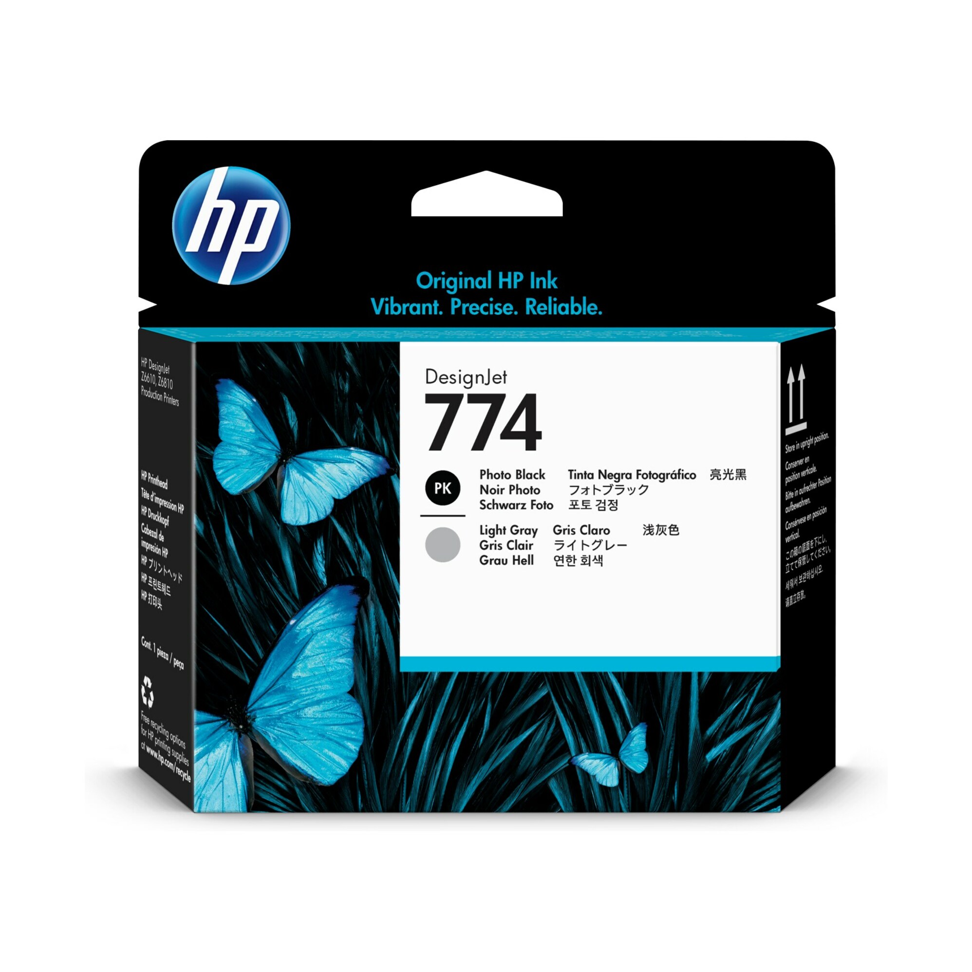 HP 774 Original Inkjet Printhead - Photo Black, Light Gray Pack