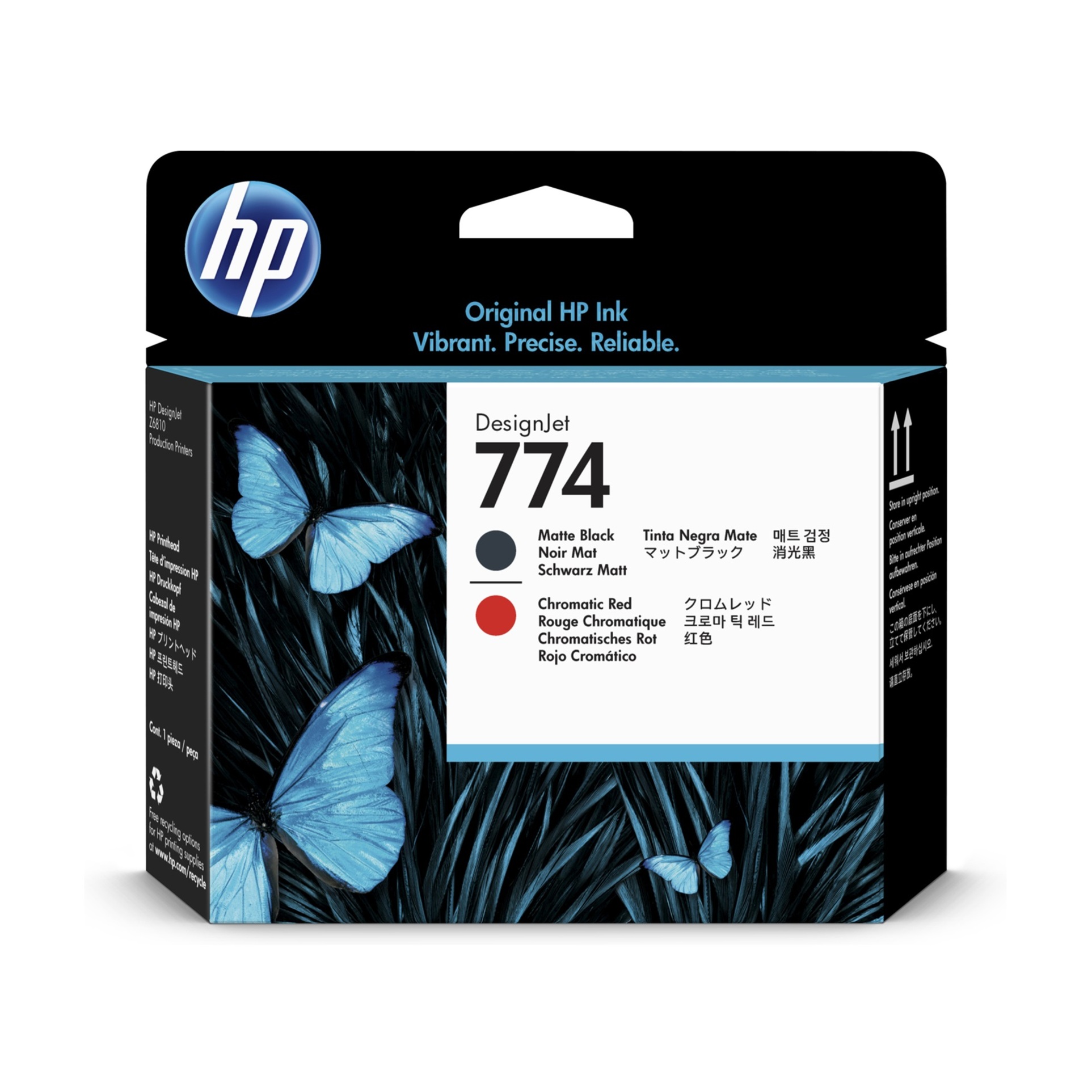 HP 774 Original Inkjet Printhead - Matte Black, Chromatic Red Pack
