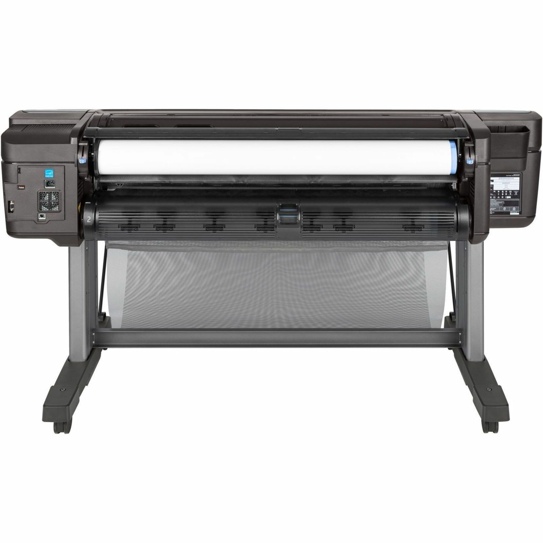 HP Designjet Z6dr PostScript Inkjet Large Format Printer - 44" Print Width - Color - TAA Compliant - 916 ft²/h Color Speed - 2400 x 1200 dpi - 128 MB - USB - Ethernet - Roll Paper - Floor Standing Supported — rear