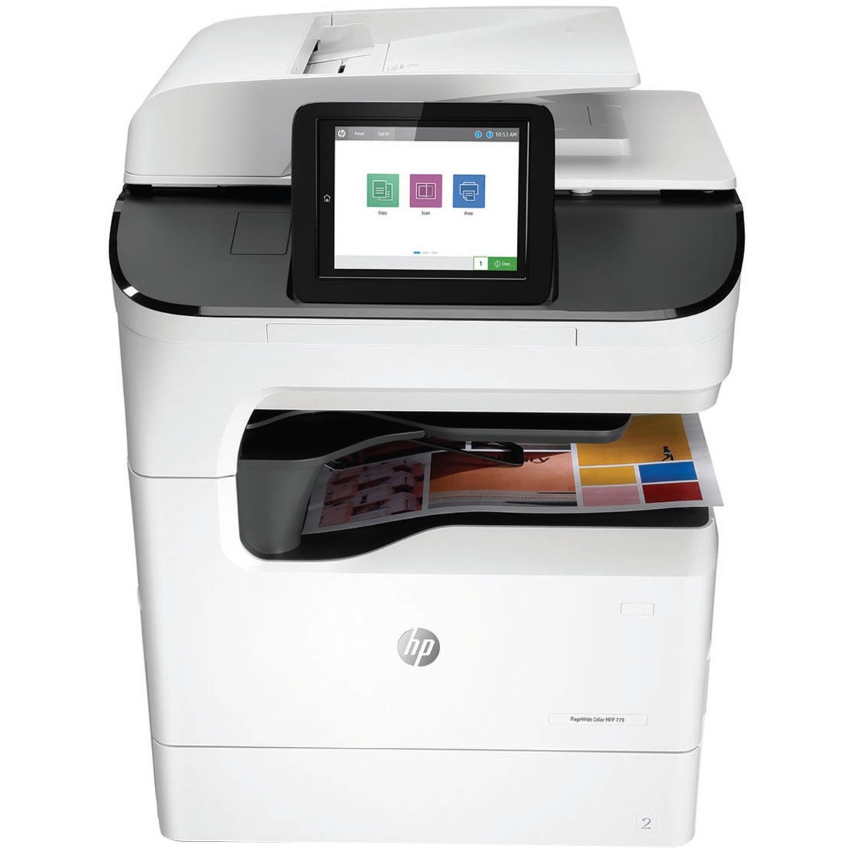 HP 779 779dns Page Wide Array Multifunction Printer-Color-Copier/Scanner-65 ppm Mono/Color Print-2400x1200 Print-Automatic Duplex Print-100000 Pages Monthly-650 sheets Input-Color Scanner-600 Optical Scan-Gigabit Ethernet - Copier/Printer/Scanner - 65 ppm Mono/65 ppm Color Print - 2400 x 1200 dpi Print - Automatic Duplex Print - Up to 100000 Pages Monthly - 650 sheets Input - Color Scanner - 600 dpi Optical Scan - Gigabit Ethernet - USB - For Plain Paper Print