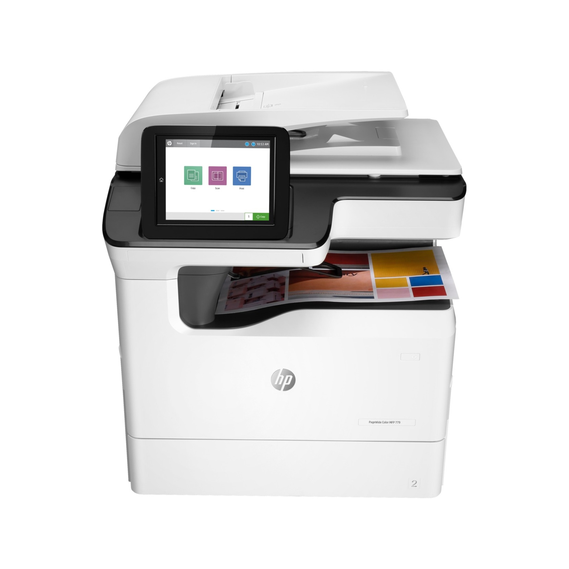 HP 779 779dn Page Wide Array Multifunction Printer-Color-Copier/Scanner-65 ppm Mono/Color Print-2400x1200 Print-Automatic Duplex Print-100000 Pages Monthly-650 sheets Input-Color Scanner-600 Optical Scan-Gigabit Ethernet - Copier/Printer/Scanner - 65 ppm Mono/65 ppm Color Print - 2400 x 1200 dpi Print - Automatic Duplex Print - Up to 100000 Pages Monthly - 650 sheets Input - Color Scanner - 600 dpi Optical Scan - Gigabit Ethernet - USB - For Plain Paper Print