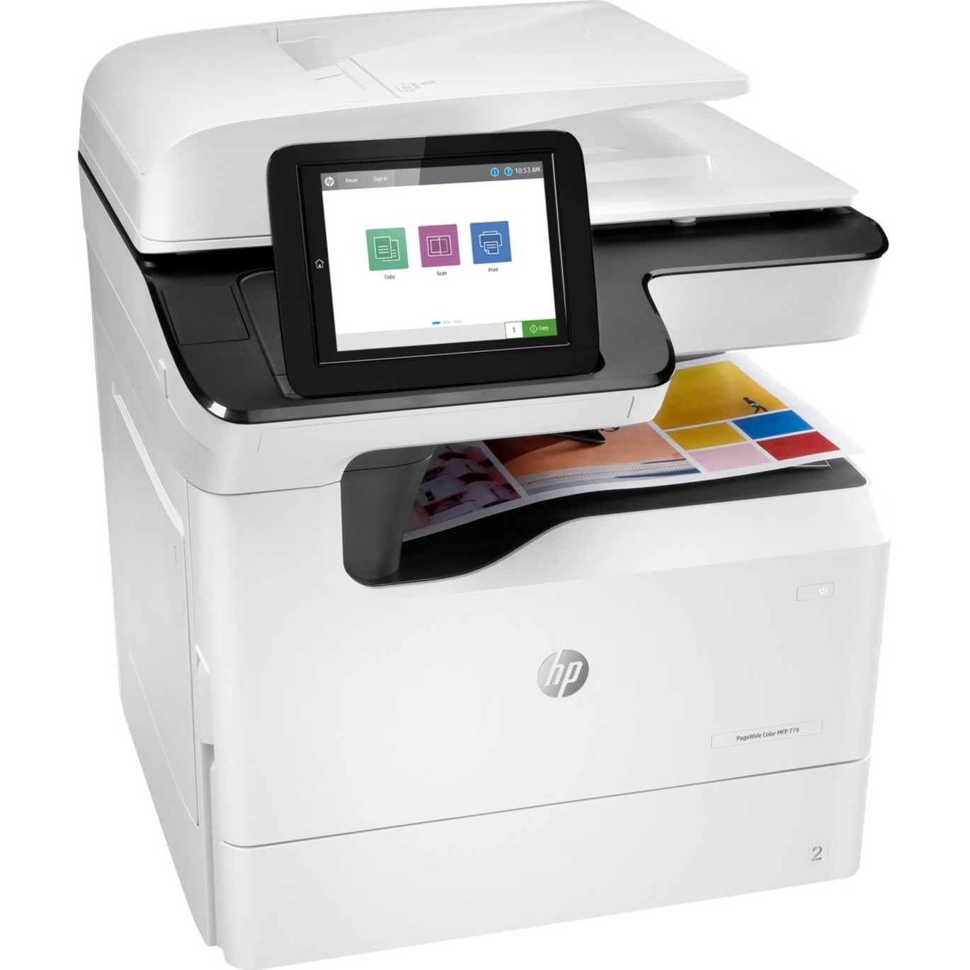 HP 779 779dn Page Wide Array Multifunction Printer-Color-Copier/Scanner-65 ppm Mono/Color Print-2400x1200 Print-Automatic Duplex Print-100000 Pages Monthly-650 sheets Input-Color Scanner-600 Optical Scan-Gigabit Ethernet - Copier/Printer/Scanner - 65 ppm Mono/65 ppm Color Print - 2400 x 1200 dpi Print - Automatic Duplex Print - Up to 100000 Pages Monthly - 650 sheets Input - Color Scanner - 600 dpi Optical Scan - Gigabit Ethernet - USB - For Plain Paper Print — rightmaximum