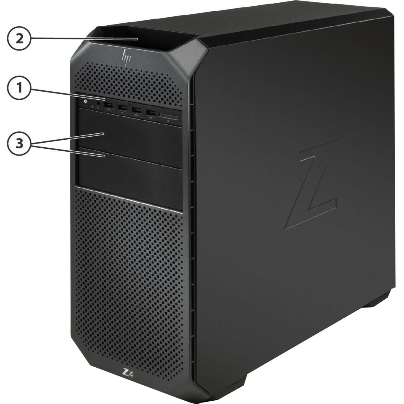 HP Z4 G4 Workstation - 1 Xeon W-2123 - 16 GB - 256 GB SSD - Mini-tower - Black - Serial ATA/600 Controller - 0, 1, 5, 10 RAID Levels - Intel Optane Memory Ready - Gigabit Ethernet — alternate image2