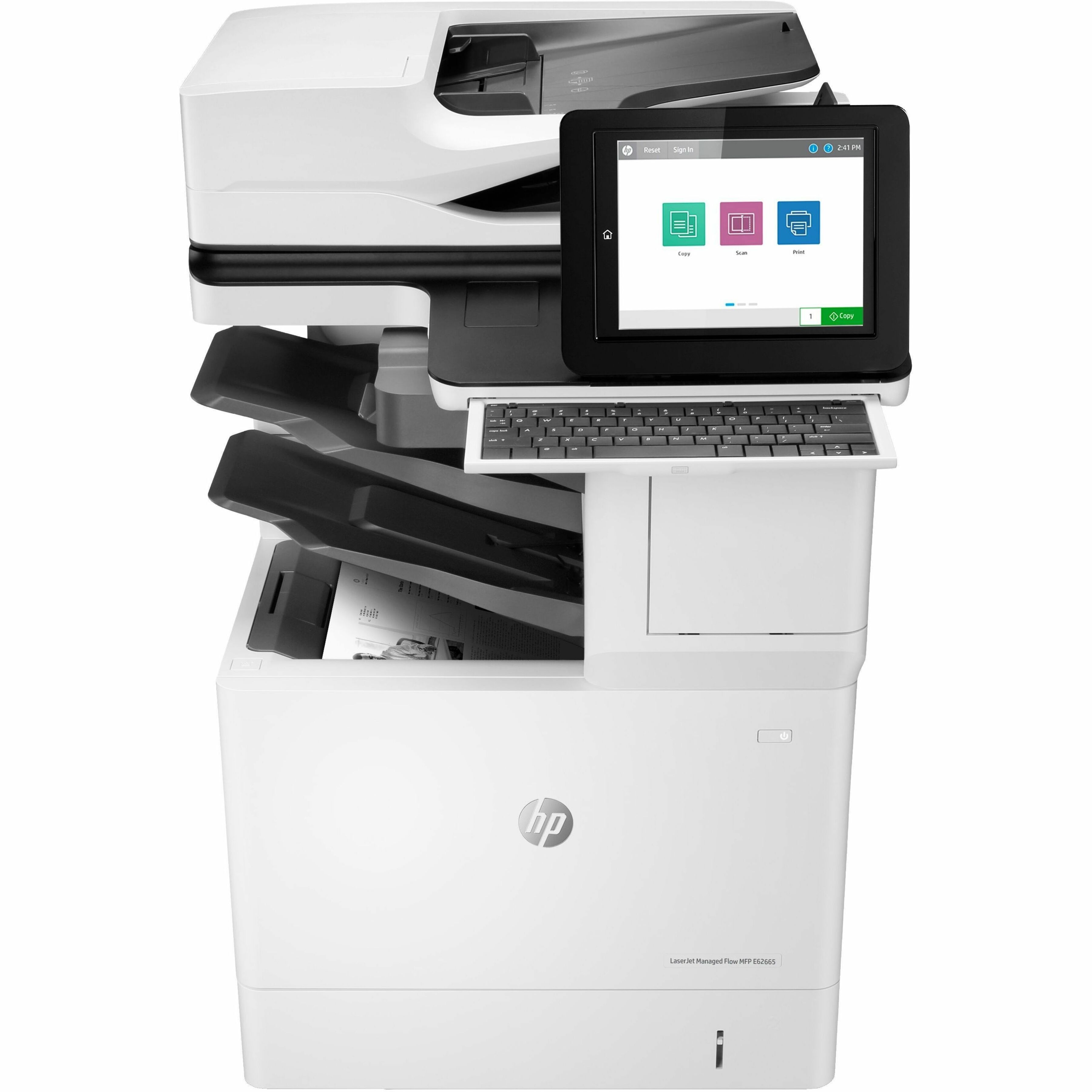 HP LaserJet Managed E62665z Wired Laser Multifunction Printer - Monochrome - Copier/Printer/Scanner - 100 ppm Mono Print - 1200 x 1200 dpi Print - Automatic Duplex Print - Up to 450000 Pages Monthly - Color CIS, ADF, Flatbed Scanner - 600 dpi Optical Scan - Gigabit Ethernet - Microsoft Universal Print, Apple AirPrint, Google Cloud Print, HP ePrint, Mopria, HP Roam, HP Web Jetadmin - USB - For Plain Paper Print — frontmaximum