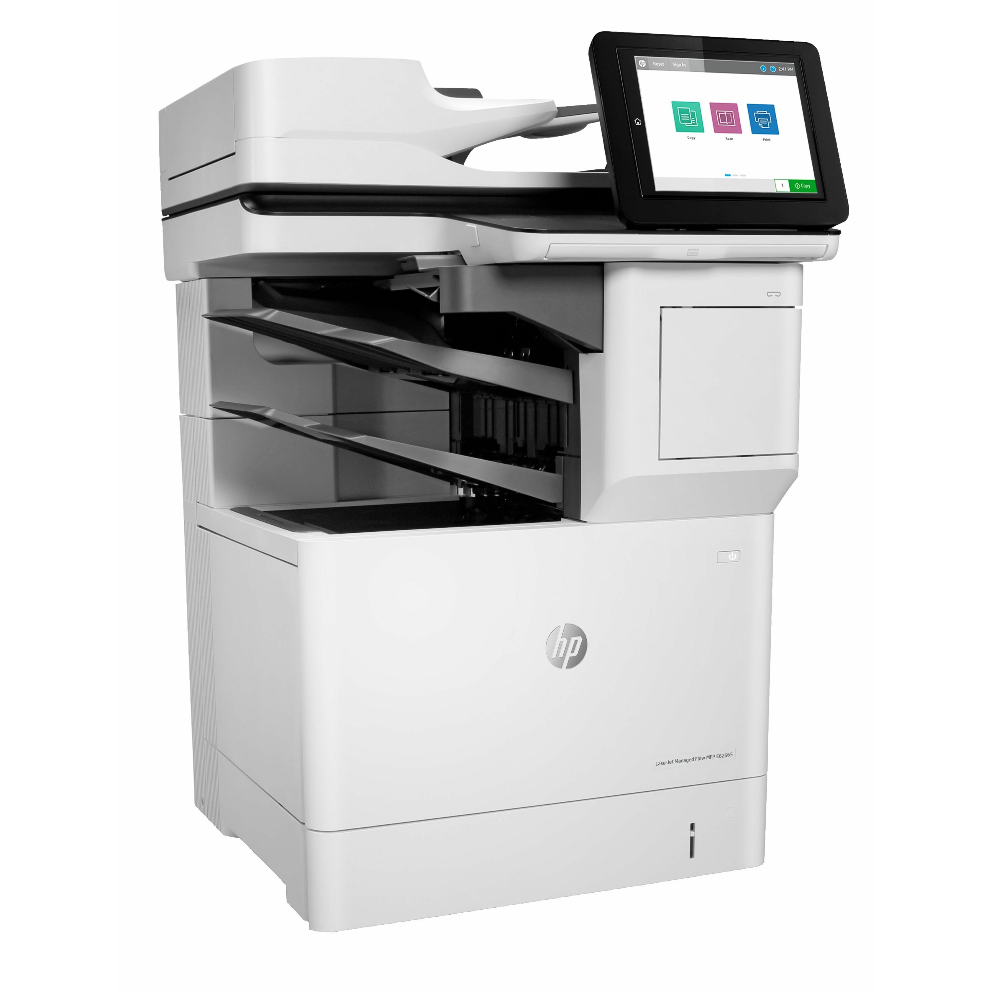 HP LaserJet Managed E62665z Wired Laser Multifunction Printer - Monochrome - Copier/Printer/Scanner - 100 ppm Mono Print - 1200 x 1200 dpi Print - Automatic Duplex Print - Up to 450000 Pages Monthly - Color CIS, ADF, Flatbed Scanner - 600 dpi Optical Scan - Gigabit Ethernet - Microsoft Universal Print, Apple AirPrint, Google Cloud Print, HP ePrint, Mopria, HP Roam, HP Web Jetadmin - USB - For Plain Paper Print