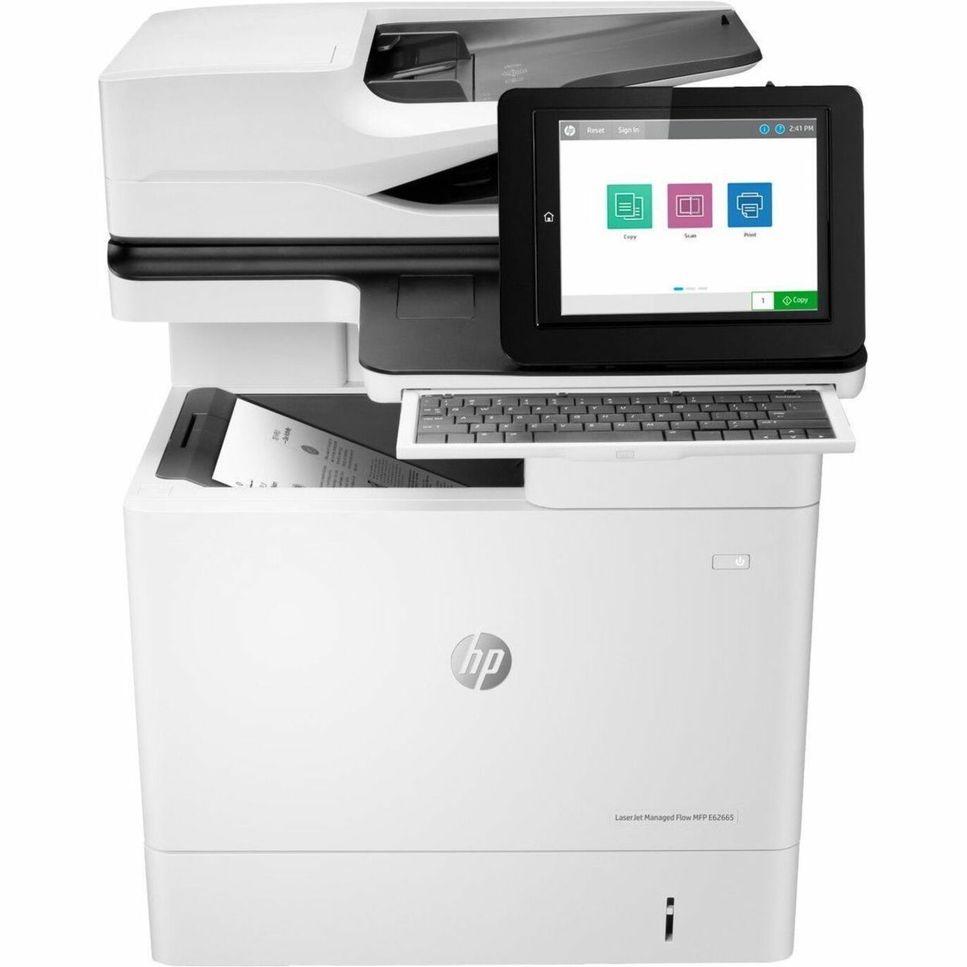 HP LaserJet Managed E62665h Laser Multifunction Printer - Monochrome - Copier/Printer/Scanner - 65 ppm Mono Print - 1200 x 1200 dpi Print - Automatic Duplex Print - Up to 450000 Pages Monthly - Color Flatbed Scanner - 600 dpi Optical Scan - Gigabit Ethernet - USB - For Plain Paper Print — front