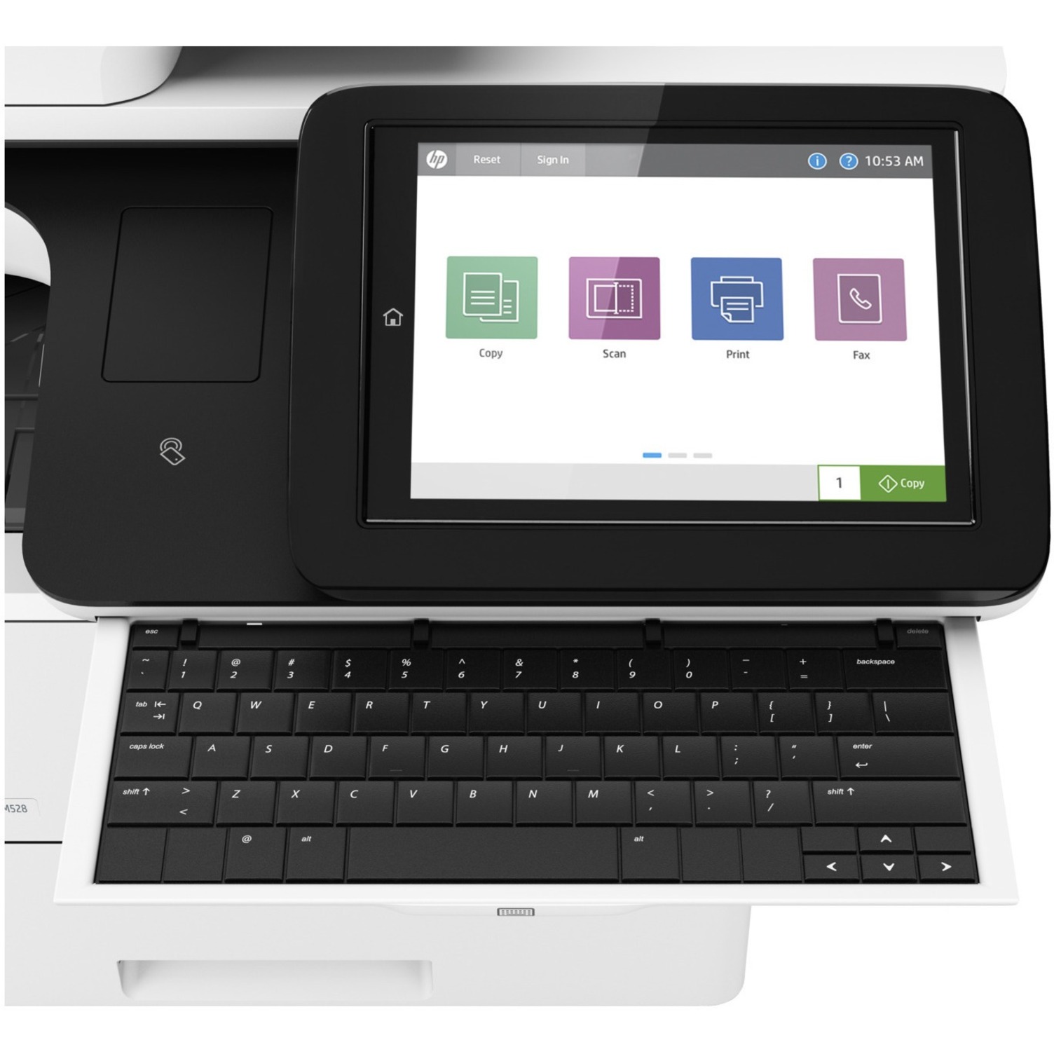 HP LaserJet Enterprise M528c Laser Multifunction Printer - Monochrome - Copier/Fax/Printer/Scanner - 45 ppm Mono Print - 1200 x 1200 dpi Print - Automatic Duplex Print - Up to 150000 Pages Monthly - Color Scanner - 600 dpi Optical Scan - Monochrome Fax - Gigabit Ethernet - USB - For Plain Paper Print — alternate image1