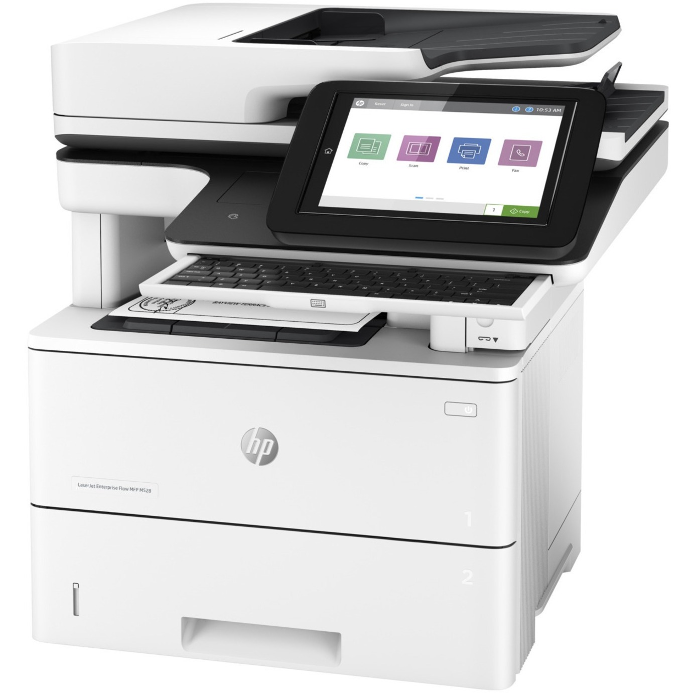 HP LaserJet Enterprise M528c Laser Multifunction Printer - Monochrome - Copier/Fax/Printer/Scanner - 45 ppm Mono Print - 1200 x 1200 dpi Print - Automatic Duplex Print - Up to 150000 Pages Monthly - Color Scanner - 600 dpi Optical Scan - Monochrome Fax - Gigabit Ethernet - USB - For Plain Paper Print