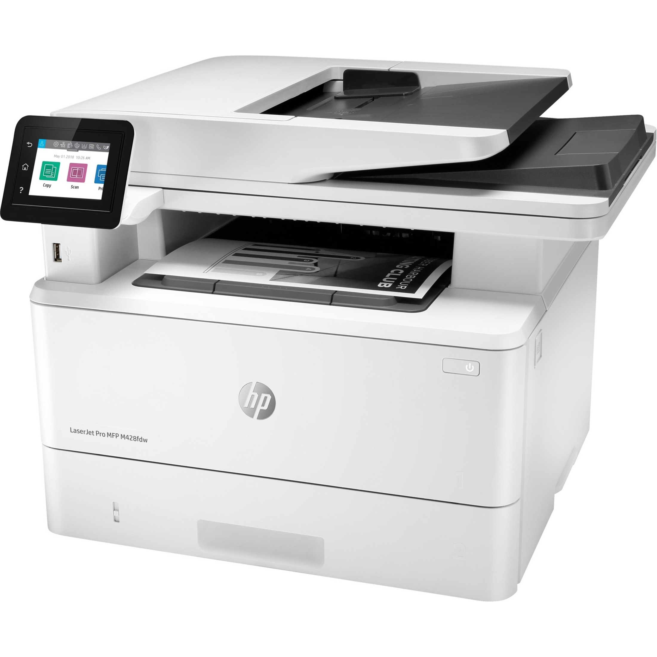 HP LaserJet Pro M428 M428fdw Laser Multifunction Printer-Monochrome-Copier/Fax/Scanner-40 ppm Mono Print-4800x600 dpi Print-Automatic Duplex Print-80000 Pages-350 sheets Input-Color Flatbed Scanner-1200 dpi Optical Scan-Wireless LAN-Mopria - Copier/Fax/Printer/Scanner - 40 ppm Mono Print - 4800 x 600 dpi Print - Automatic Duplex Print - Up to 80000 Pages Monthly - 350 sheets Input - Color Flatbed Scanner - 1200 dpi Optical Scan - Monochrome Fax - Gigabit Ethernet - Wireless LAN - HP ePrint, — leftmaximum