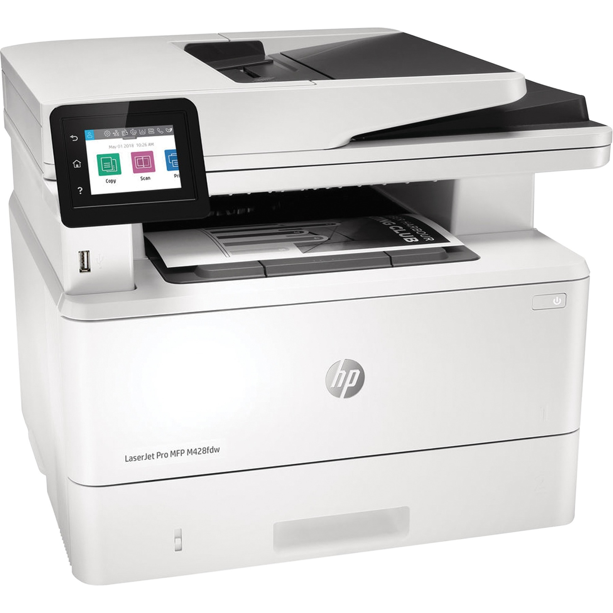 HP LaserJet Pro M428 M428fdw Laser Multifunction Printer-Monochrome-Copier/Fax/Scanner-40 ppm Mono Print-4800x600 dpi Print-Automatic Duplex Print-80000 Pages-350 sheets Input-Color Flatbed Scanner-1200 dpi Optical Scan-Wireless LAN-Mopria - Copier/Fax/Printer/Scanner - 40 ppm Mono Print - 4800 x 600 dpi Print - Automatic Duplex Print - Up to 80000 Pages Monthly - 350 sheets Input - Color Flatbed Scanner - 1200 dpi Optical Scan - Monochrome Fax - Gigabit Ethernet - Wireless LAN - HP ePrint,