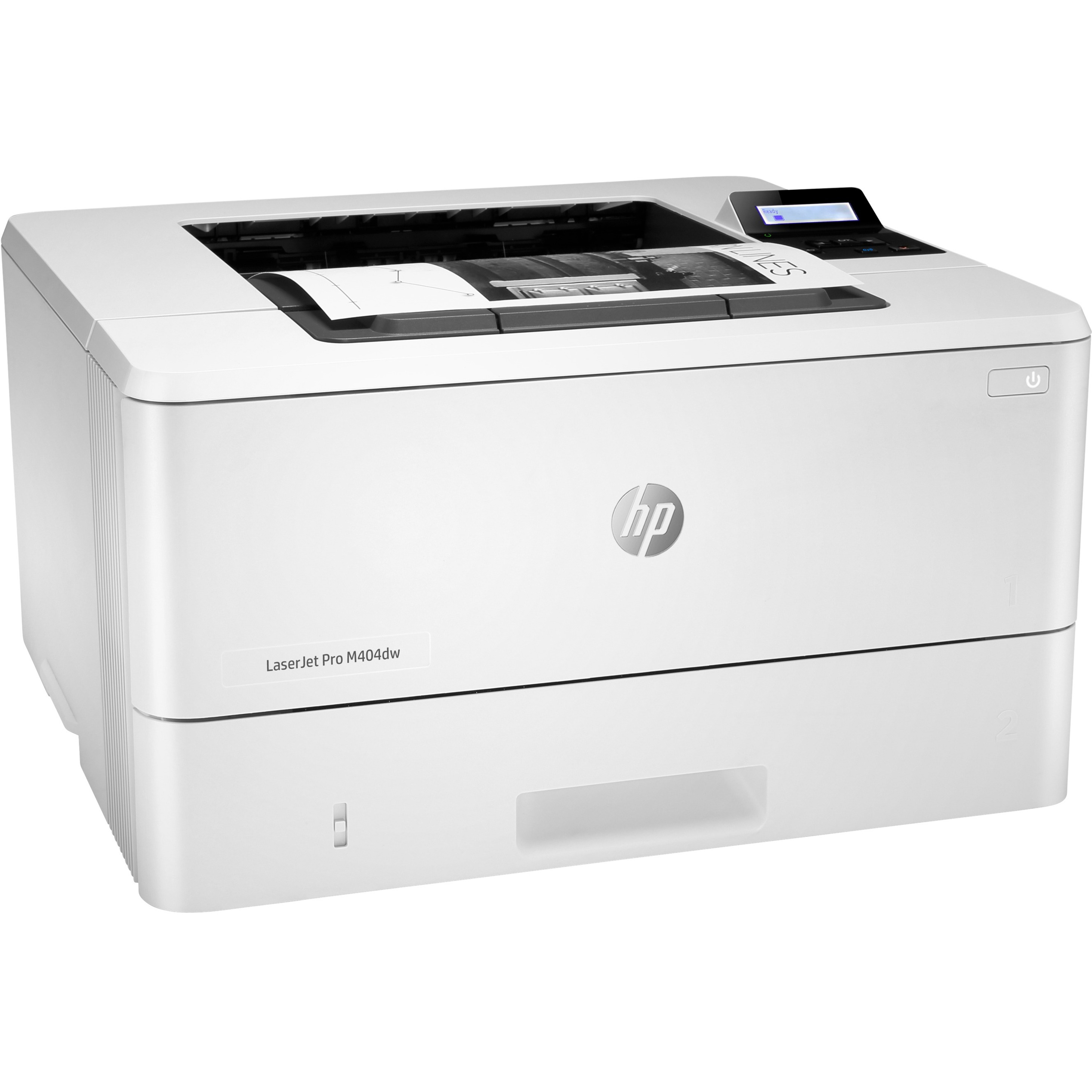 HP LaserJet Pro M404 M404dw Desktop Laser Printer - Monochrome - 40 ppm Mono - 1200 dpi Print - Automatic Duplex Print - 350 Sheets Input - Ethernet - Wireless LAN - HP ePrint, Apple AirPrint, Mopria, Wi-Fi Direct, Google Cloud Print - 80000 Pages Duty Cycle - Plain Paper Print - Gigabit Ethernet - USB — right