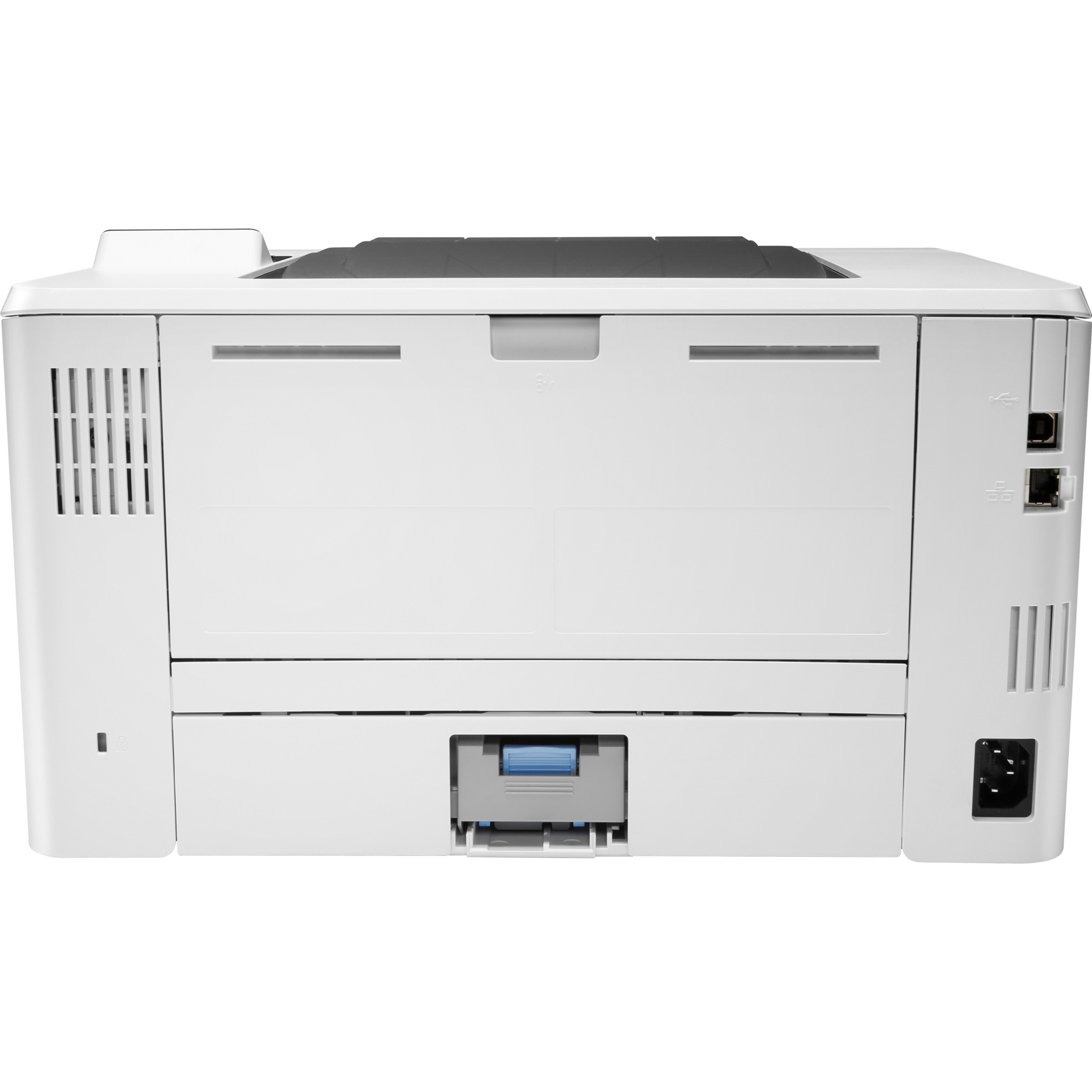 HP LaserJet Pro M404 M404n Desktop Laser Printer - Monochrome - 40 ppm Mono - 4800 x 600 dpi Print - Manual Duplex Print - 350 Sheets Input - Ethernet - 80000 Pages Duty Cycle - Plain Paper Print - Gigabit Ethernet - USB — rear