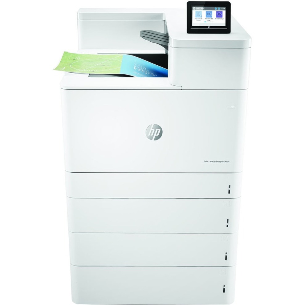 HP M856 M856x Floor Standing Laser Printer - Color - 56 ppm Mono / 56 ppm Color - 1200 x 1200 dpi Print - Automatic Duplex Print - 2300 Sheets Input - Ethernet - Wireless LAN - Wi-Fi Direct, HP ePrint, Apple AirPrint, Google Cloud Print, Mopria - 250000 Pages Duty Cycle - Plain Paper Print - Gigabit Ethernet - USB