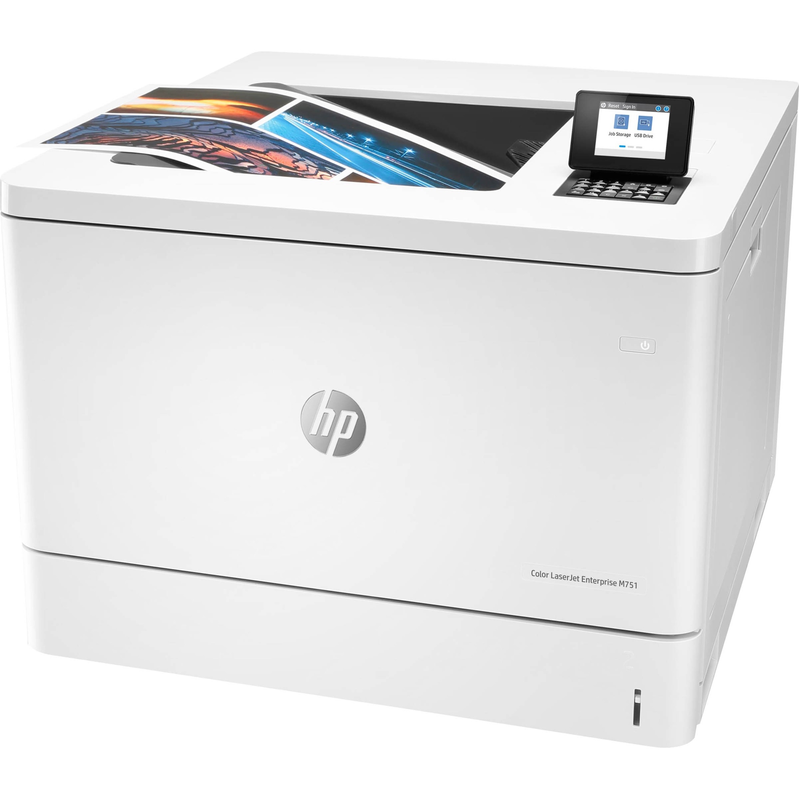 HP LaserJet Enterprise M751dn Desktop Laser Printer - Color - 40 ppm Mono / 40 ppm Color - 1200 x 1200 dpi Print - Automatic Duplex Print - 650 Sheets Input - Ethernet - 150000 Pages Duty Cycle - Plain Paper Print - Gigabit Ethernet - USB — left