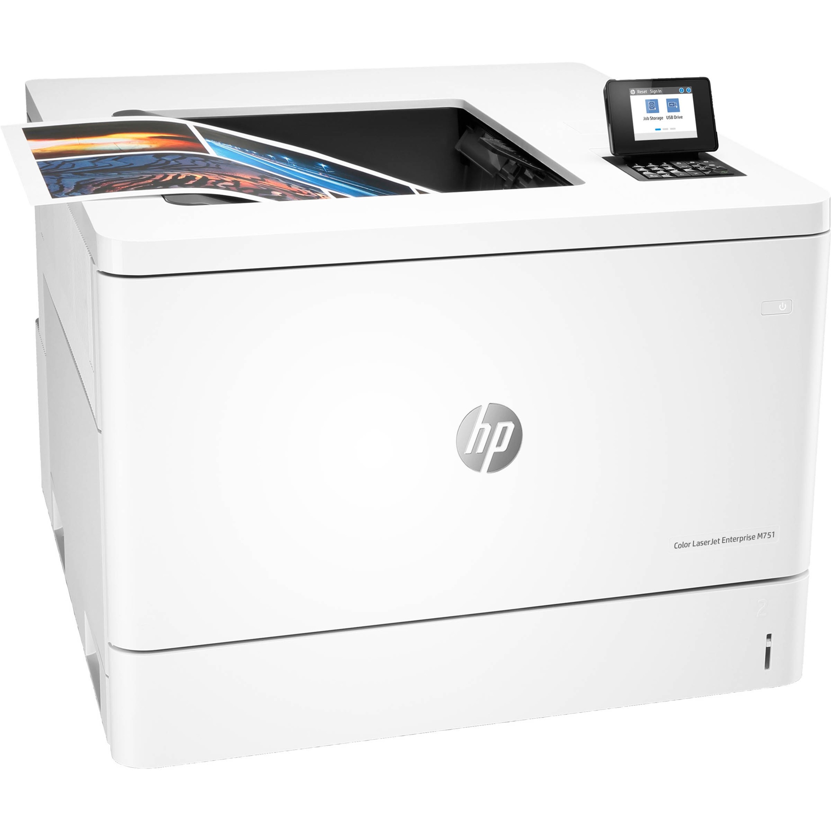 HP LaserJet Enterprise M751dn Desktop Laser Printer - Color - 40 ppm Mono / 40 ppm Color - 1200 x 1200 dpi Print - Automatic Duplex Print - 650 Sheets Input - Ethernet - 150000 Pages Duty Cycle - Plain Paper Print - Gigabit Ethernet - USB — right