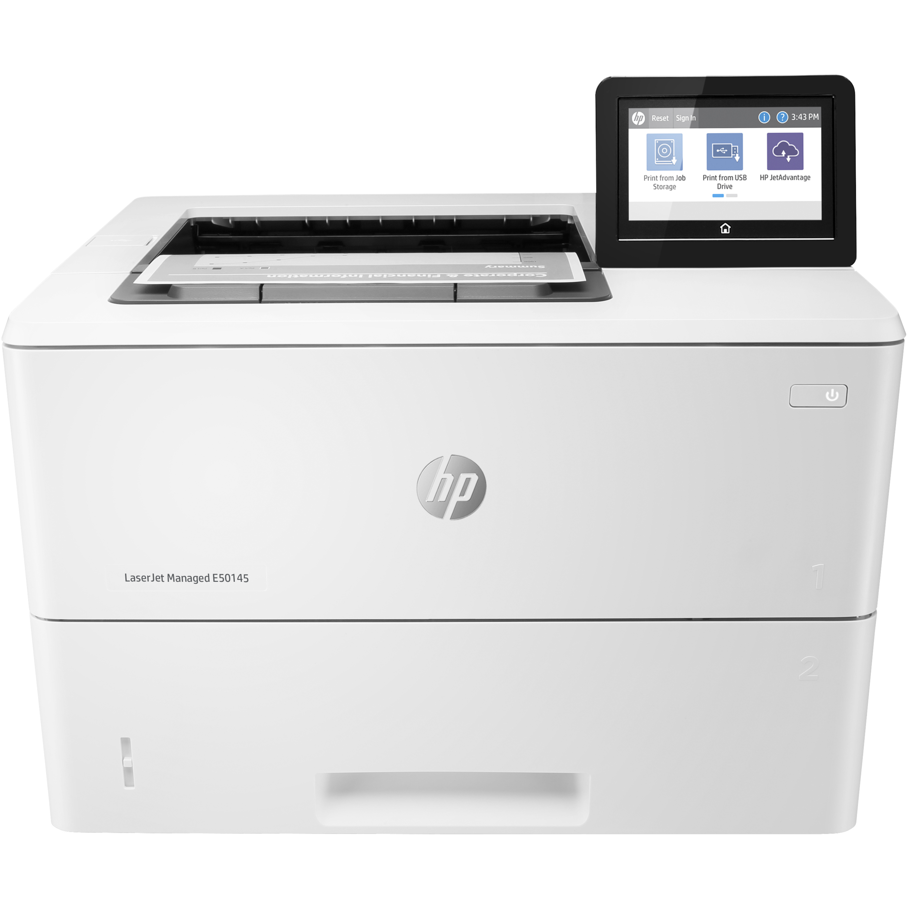 HP LaserJet Managed E50145 E50145dn Desktop Laser Printer - Monochrome - 45 ppm Mono - 1200 x 1200 dpi Print - Automatic Duplex Print - 2 Sheets Input - Ethernet - 150000 Pages Duty Cycle - Plain Paper Print - Gigabit Ethernet - USB