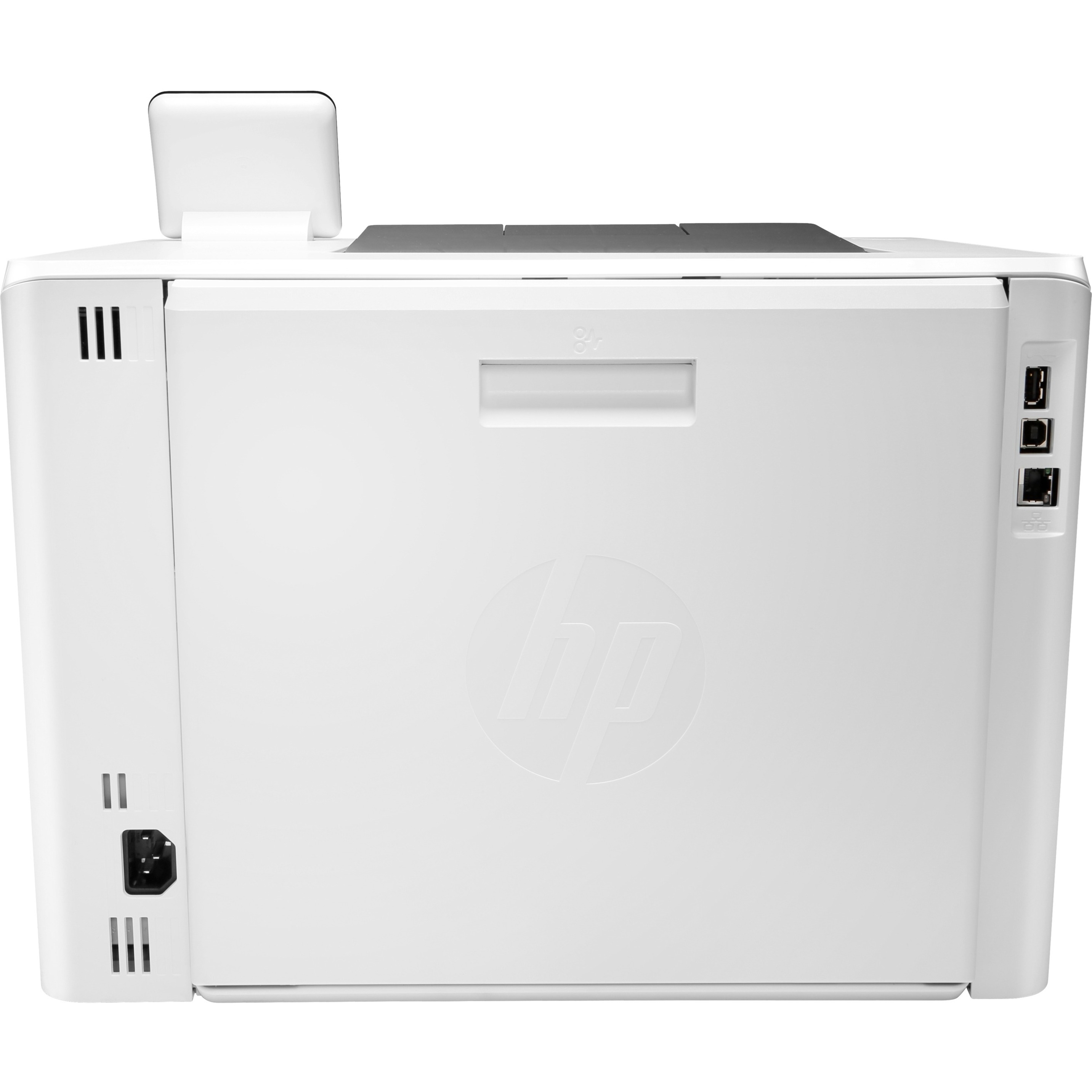 HP LaserJet Pro M454 M454dw Desktop Laser Printer - Color - 28 ppm Mono / 28 ppm Color - 38400 x 600 dpi Print - Automatic Duplex Print - 300 Sheets Input - Ethernet - Wireless LAN - Apple AirPrint, Google Cloud Print, HP ePrint, Mopria, Wi-Fi Direct - 50000 Pages Duty Cycle - Plain Paper Print - Gigabit Ethernet - USB — rear