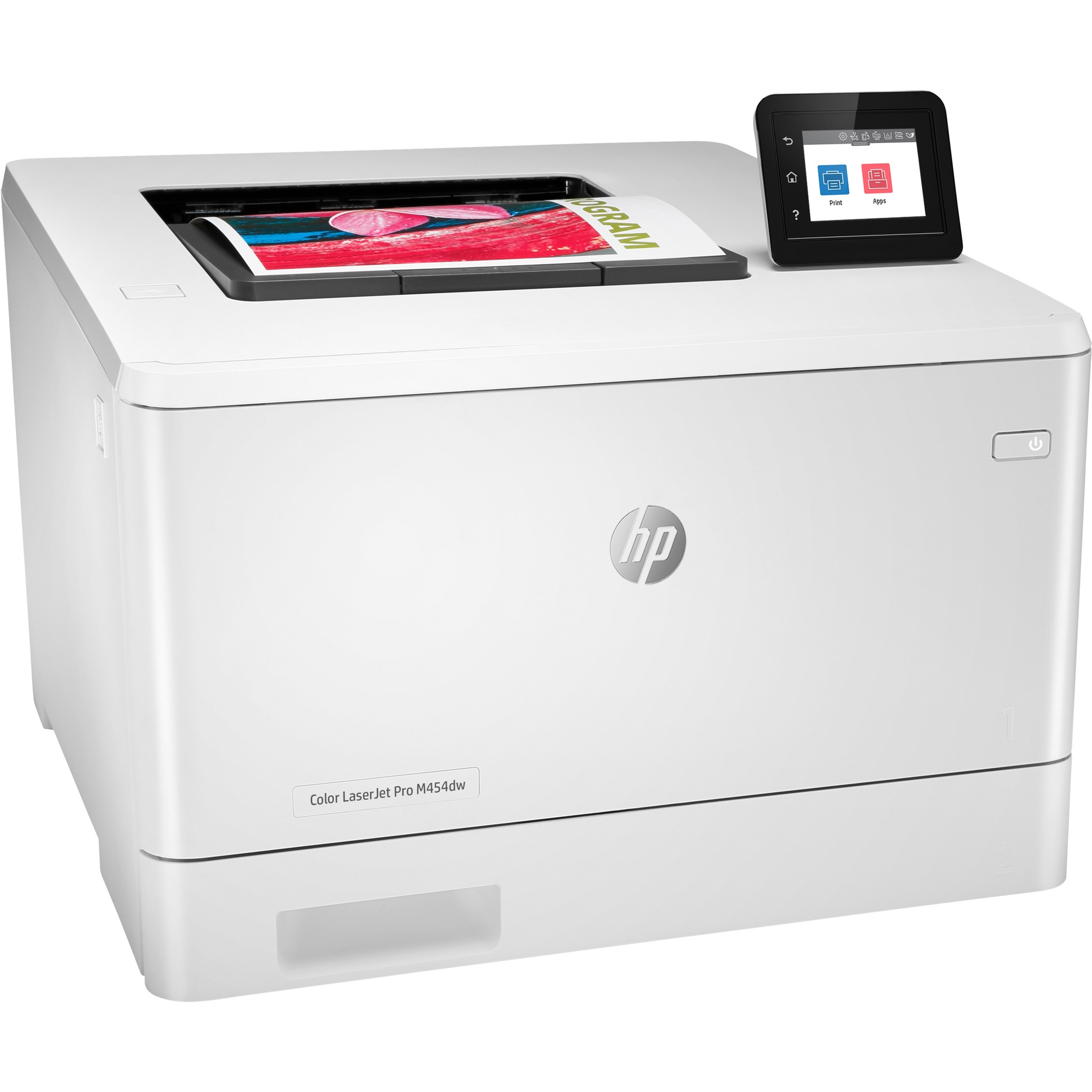 HP LaserJet Pro M454 M454dw Desktop Laser Printer - Color - 28 ppm Mono / 28 ppm Color - 38400 x 600 dpi Print - Automatic Duplex Print - 300 Sheets Input - Ethernet - Wireless LAN - Apple AirPrint, Google Cloud Print, HP ePrint, Mopria, Wi-Fi Direct - 50000 Pages Duty Cycle - Plain Paper Print - Gigabit Ethernet - USB — right