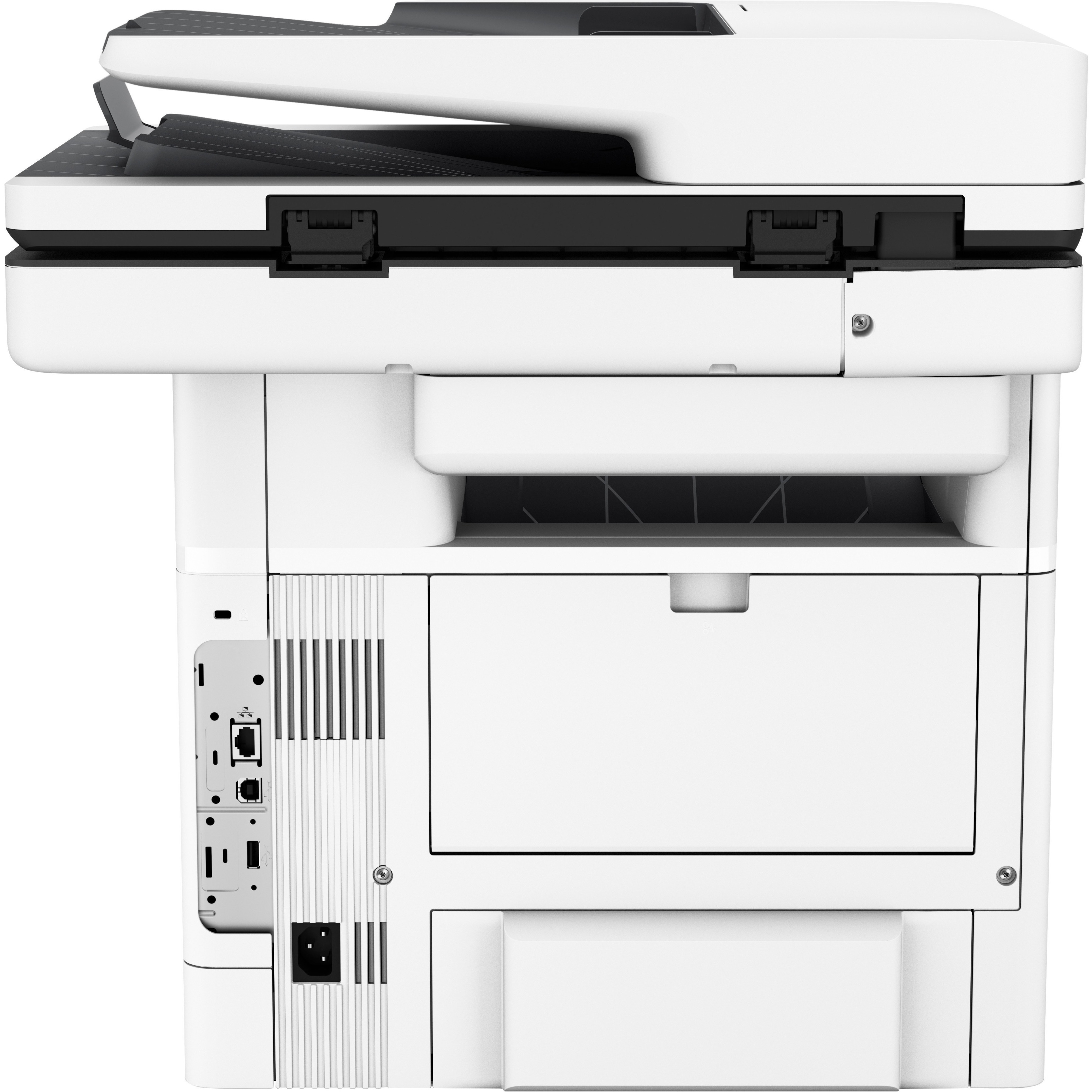 HP LaserJet Enterprise M528c Laser Multifunction Printer - Monochrome - Copier/Fax/Printer/Scanner - 45 ppm Mono Print - 1200 x 1200 dpi Print - Automatic Duplex Print - Up to 150000 Pages Monthly - 650 sheets Input - Color Scanner - 600 dpi Optical Scan - Monochrome Fax - Gigabit Ethernet - USB - For Plain Paper Print — rearmaximum