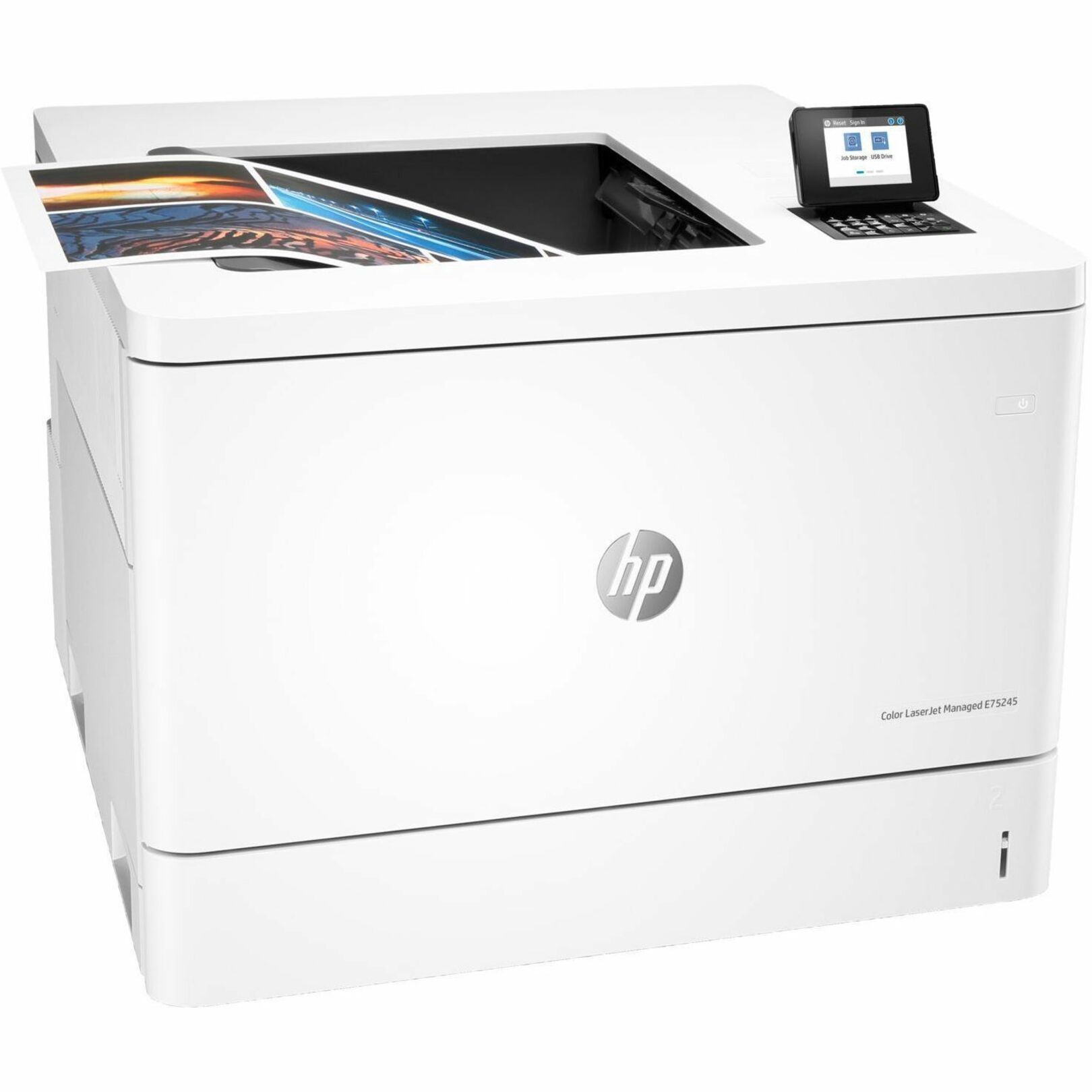 HP LaserJet Managed E75245 E75245dn Desktop Laser Printer - Color - 45 ppm Mono / 45 ppm Color - 1200 x 1200 dpi Print - Automatic Duplex Print - 650 Sheets Input - Ethernet - 150000 Pages Duty Cycle - Plain Paper Print - Gigabit Ethernet - USB — right
