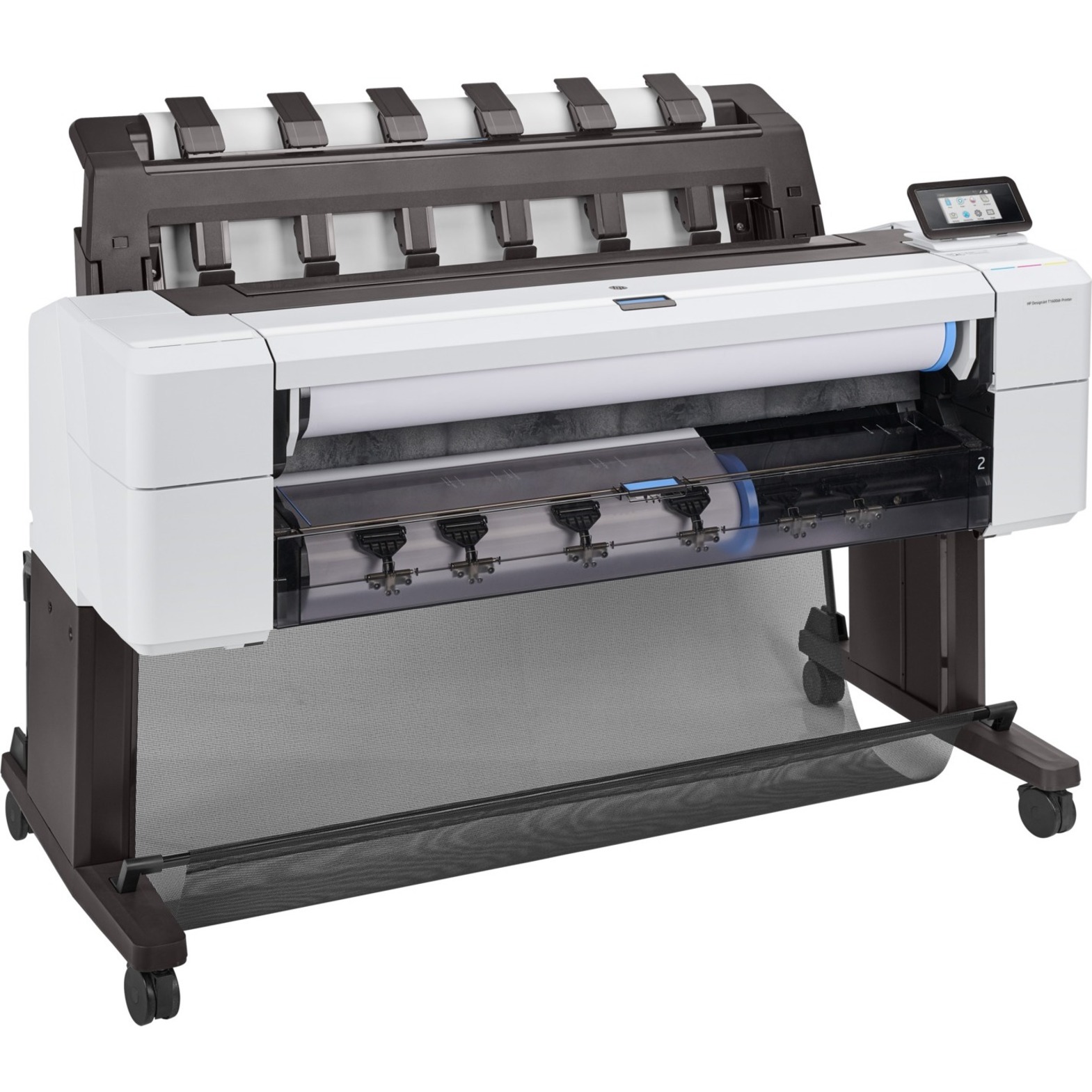 HP Designjet T1600dr PostScript Inkjet Large Format Printer - 36" Print Width - Color - TAA Compliant - 5 Color(s) - 19.3 Second Color Speed - 2400 x 1200 dpi - 128 GB - Ethernet - Roll Paper, Plain Paper, Cut Sheet, Bond Paper, Coated Paper, Heavyweight Coated Paper, Super Heavyweight Plus Matte, Color Paper, Technical Paper, Tracing Paper, Translucent Bond, ... - Floor Standing Supported — right