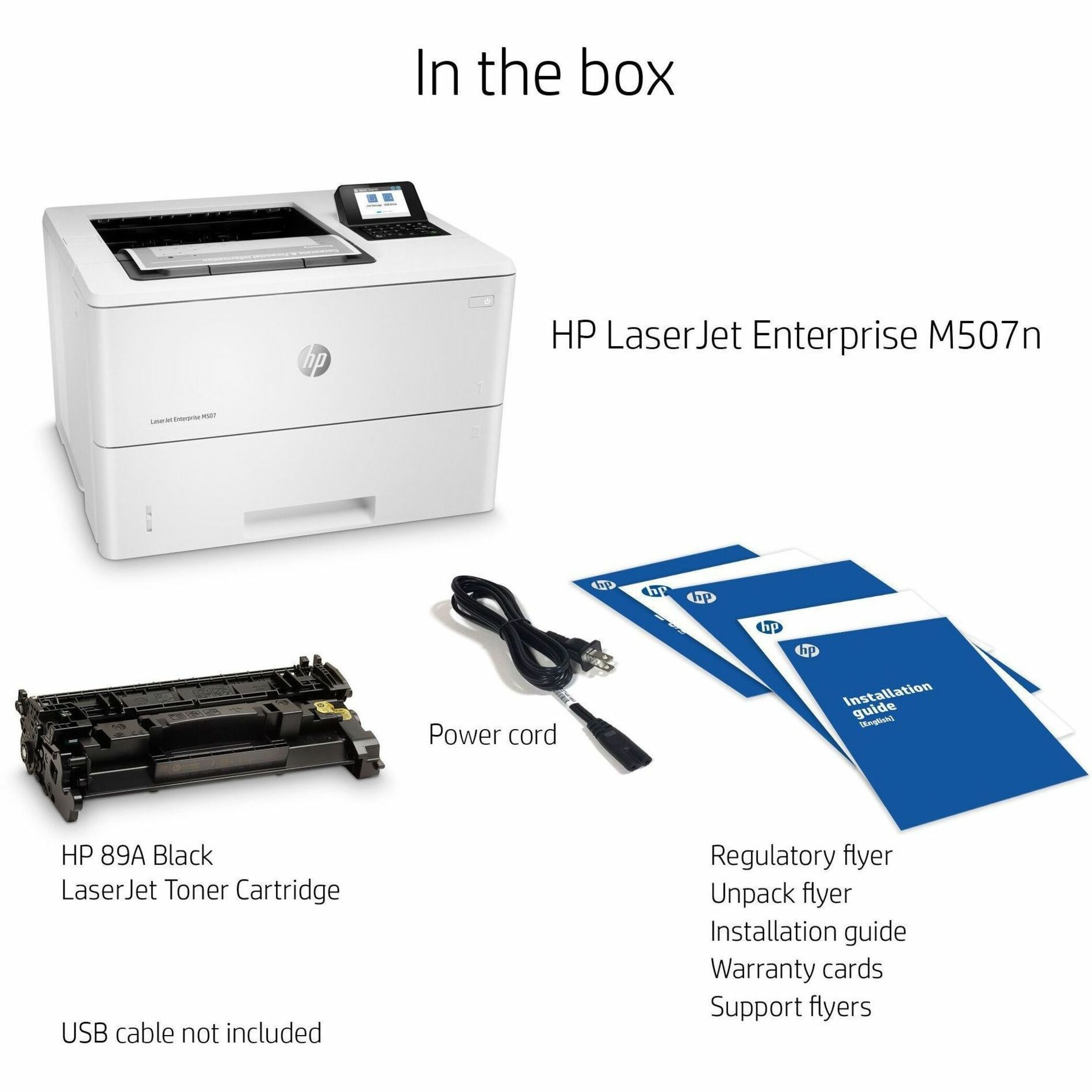 HP LaserJet Enterprise M507 M507n Desktop Laser Printer - Monochrome - 45 ppm Mono - 1200 x 1200 dpi Print - Manual Duplex Print - 650 Sheets Input - Ethernet - 150000 Pages Duty Cycle - Plain Paper Print - Gigabit Ethernet - USB — alternate image3