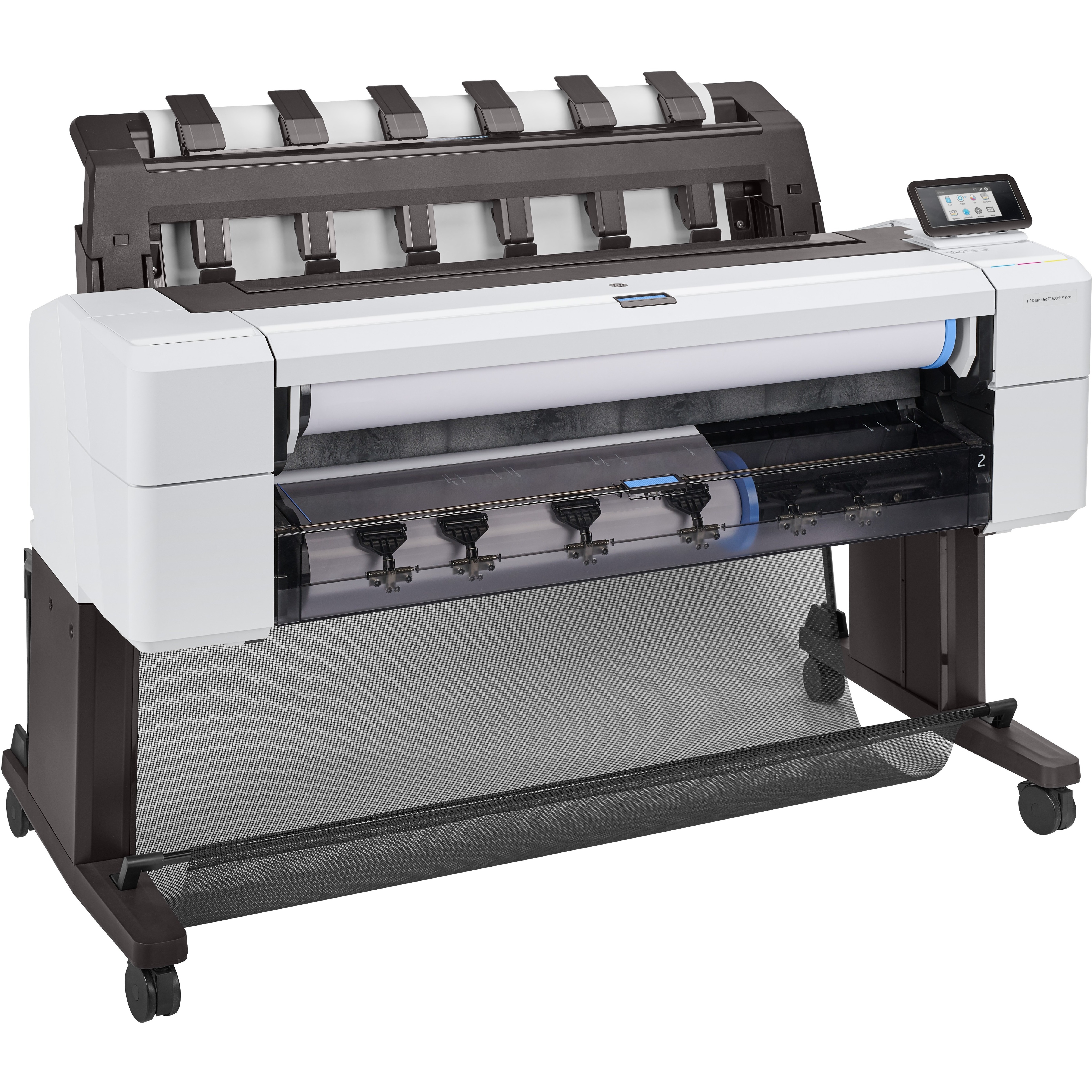 HP Designjet T1600dr PostScript Inkjet Large Format Printer - 36" Print Width - Color - 6 Color(s) - 19.3 Second Color Speed - 2400 x 1200 dpi - Ethernet - Roll Paper, Plain Paper, Cut Sheet, Bond Paper, Coated Paper, Heavyweight Coated Paper, Super Heavyweight Plus Matte, Color Paper, Technical Paper, Tracing Paper, Translucent Bond, ... - Floor Standing Supported — rightmaximum