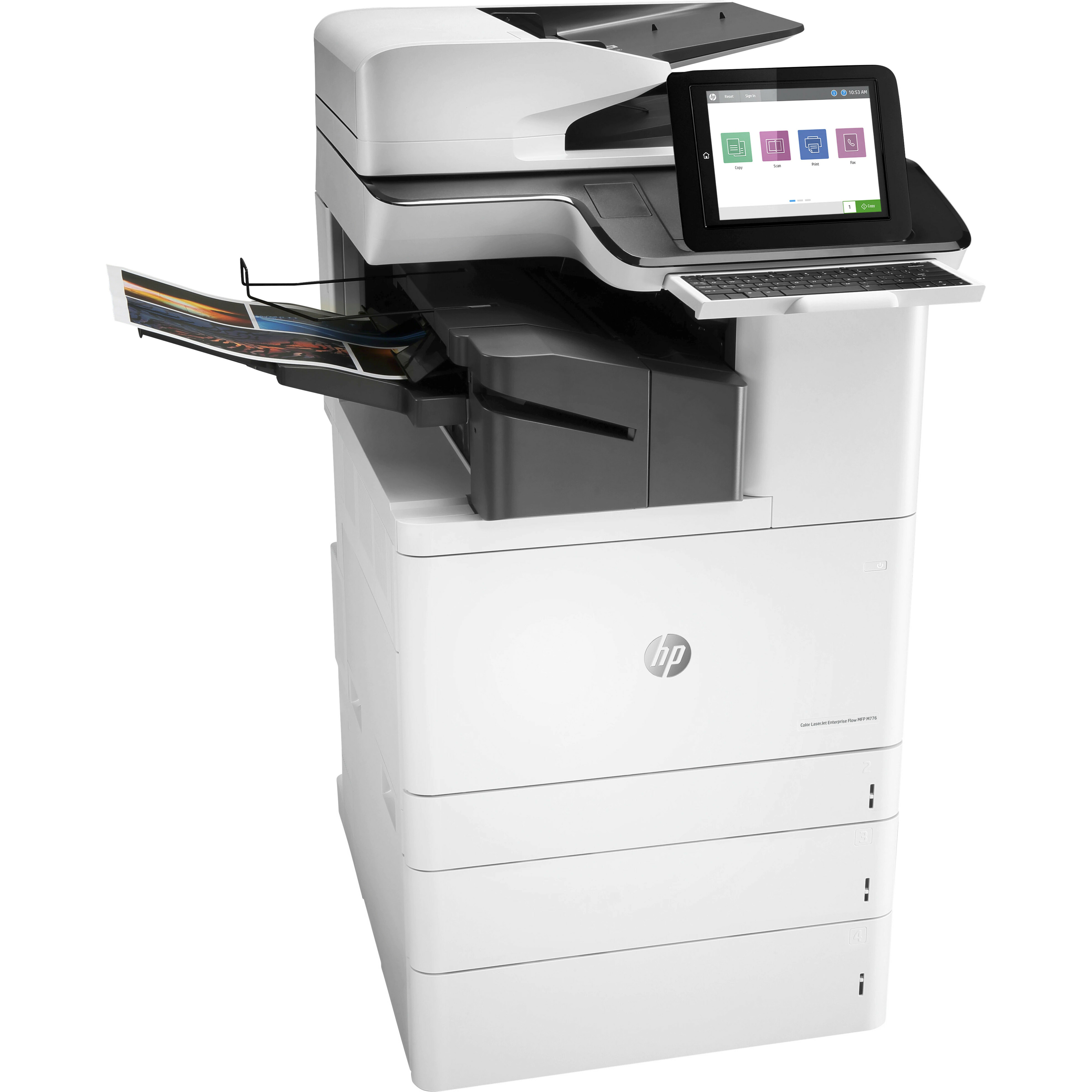 HP LaserJet Enterprise M776zs Wireless Laser Multifunction Printer - Color - Copier/Fax/Printer/Scanner - 46 ppm Mono/46 ppm Color Print - 1200 x 1200 dpi Print - Automatic Duplex Print - Up to 200000 Pages Monthly - 1750 sheets Input - Color Flatbed Scanner - 600 dpi Optical Scan - Monochrome Fax - Gigabit Ethernet - Wireless LAN - HP ePrint, Mopria, Near Field Communication (NFC), Wi-Fi Direct, Google Cloud Print, Apple AirPrint - USB - For Plain Paper Print