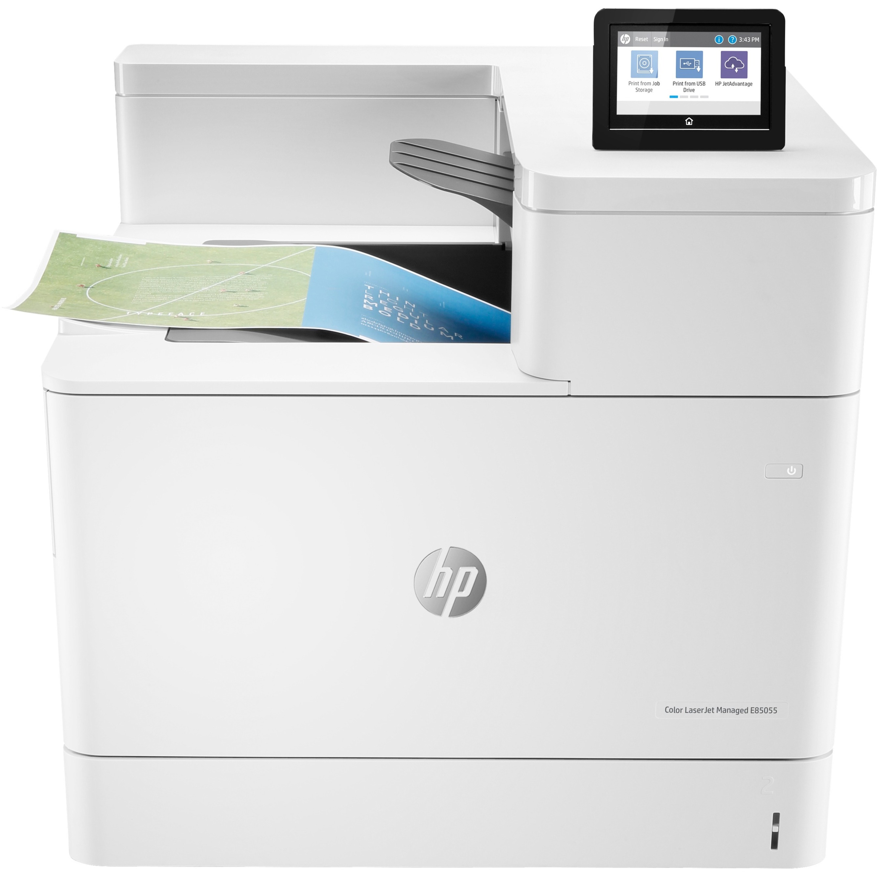 HP LaserJet Managed E85055dn Desktop Laser Printer - Color - 56 ppm Mono / 56 ppm Color - 1200 x 1200 dpi Print - Automatic Duplex Print - 650 Sheets Input - Ethernet - 250000 Pages Duty Cycle - Plain Paper Print - Gigabit Ethernet - USB