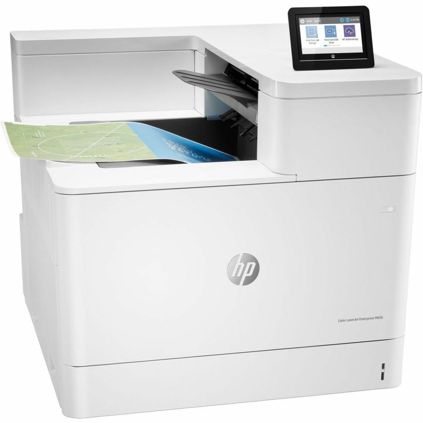 HP LaserJet Enterprise M856 M856dn Desktop Laser Printer - Color - 56 ppm Mono / 56 ppm Color - 1200 x 1200 dpi Print - Automatic Duplex Print - 650 Sheets Input - Ethernet - 250000 Pages Duty Cycle - Plain Paper Print - Gigabit Ethernet - USB — right