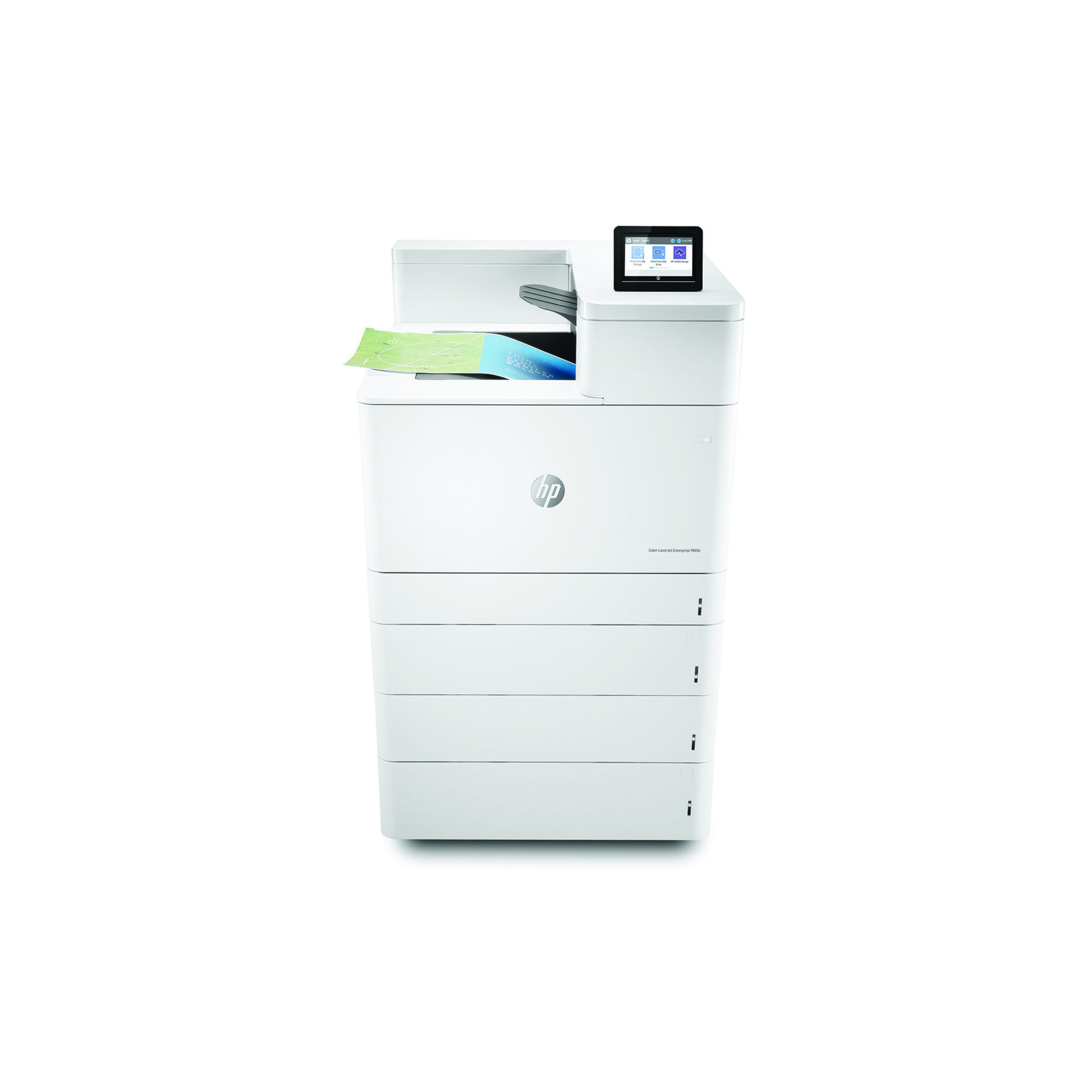 HP M856 M856x Floor Standing Laser Printer - Color - 56 ppm Mono / 56 ppm Color - 1200 x 1200 dpi Print - Automatic Duplex Print - 2300 Sheets Input - Ethernet - Wireless LAN - Wi-Fi Direct, HP ePrint, Apple AirPrint, Google Cloud Print, Mopria - 250000 Pages Duty Cycle - Plain Paper Print - Gigabit Ethernet - USB