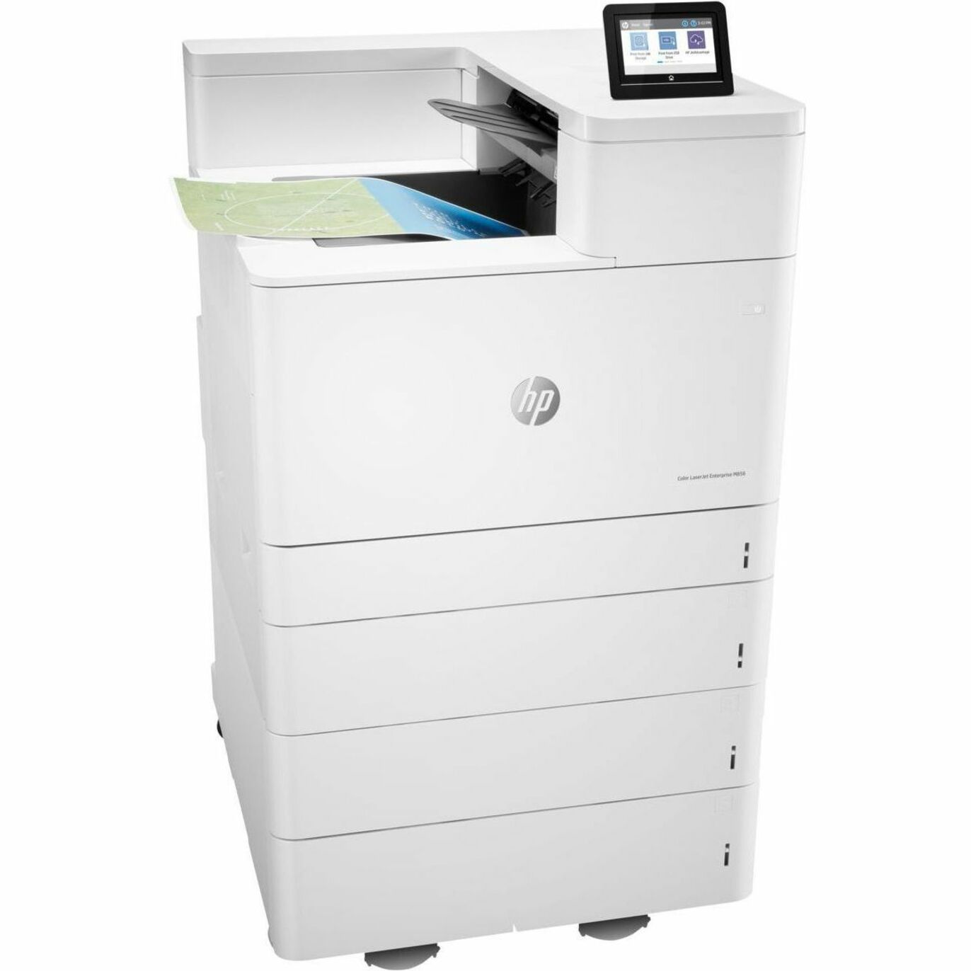 HP LaserJet Enterprise M856 M856x Floor Standing Laser Printer - Color - 56 ppm Mono / 56 ppm Color - 1200 x 1200 dpi Print - Automatic Duplex Print - 2300 Sheets Input - Ethernet - Wireless LAN - Wi-Fi Direct, HP ePrint, Apple AirPrint, Google Cloud Print, Mopria - 250000 Pages Duty Cycle - Plain Paper Print - Gigabit Ethernet - USB — rightmaximum