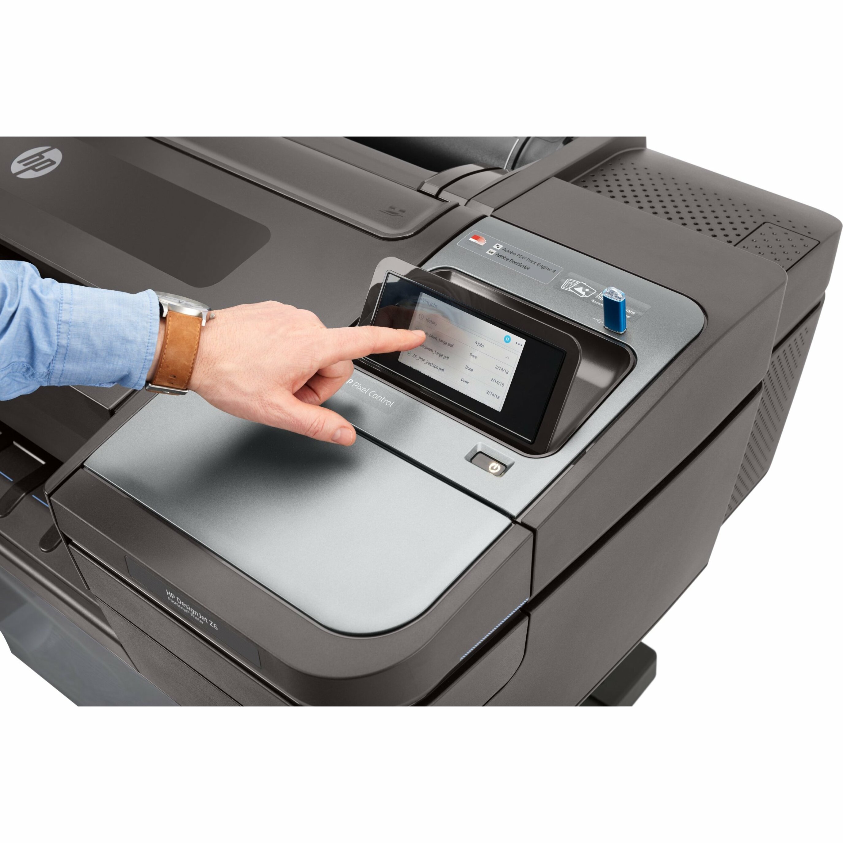 HP Designjet Z6 PostScript Inkjet Large Format Printer - 44" Print Width - Color - 6 Color(s) - 866.5 ft²/h Color Speed - 2400 x 1200 dpi - USB - Ethernet - Roll Paper, Photo Paper, Plain Paper, Glossy Paper, Coated Paper - Floor Standing Supported — alternate image2