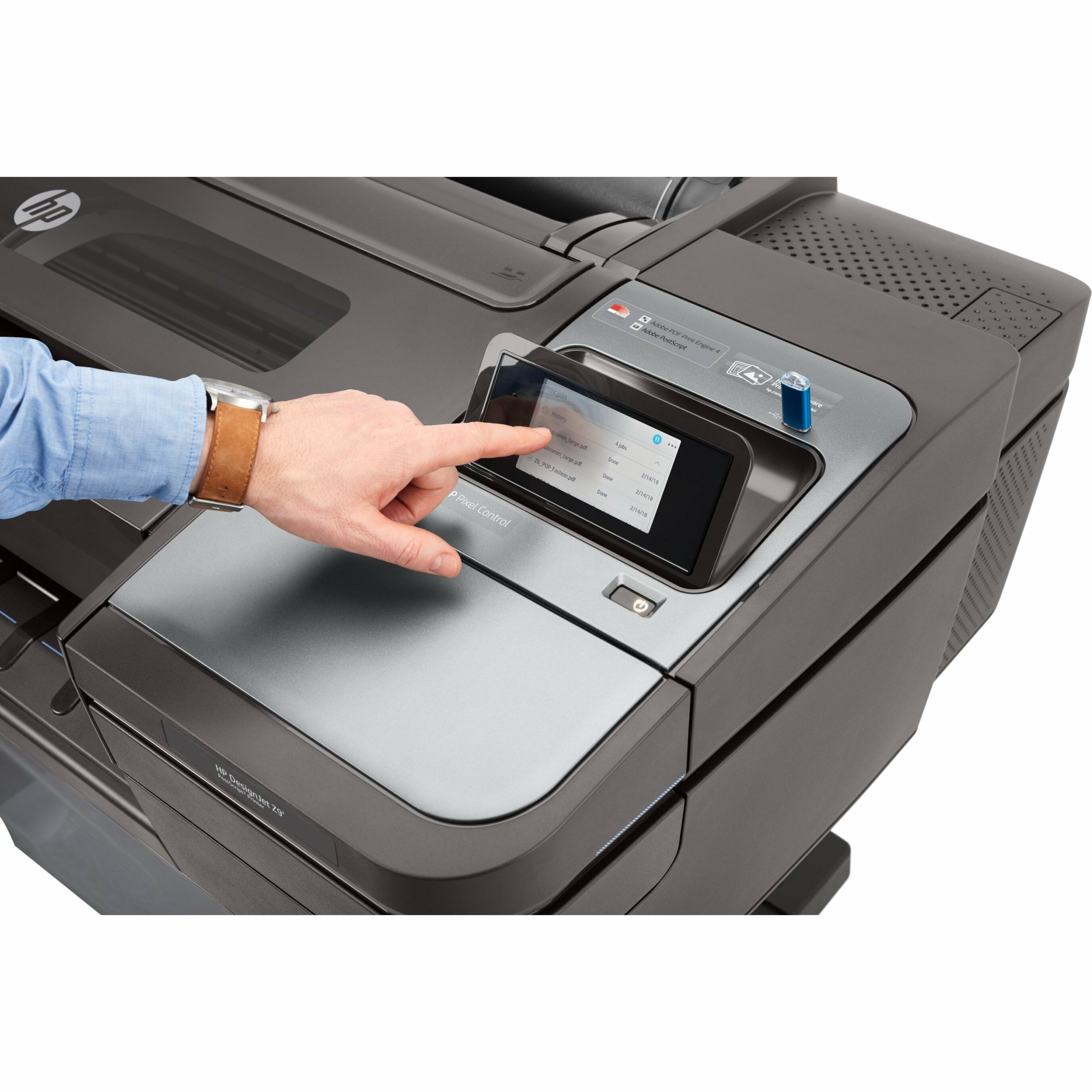 HP Designjet Z9+ PostScript Inkjet Large Format Printer - 44" Print Width - Color - 9 Color(s) - 768.5 ft²/h Color Speed - 2400 x 1200 dpi - USB - Ethernet - Roll Paper, Photo Paper, Plain Paper, Coated Paper, Glossy Paper, Banner, Canvas - Floor Standing Supported — alternate image10