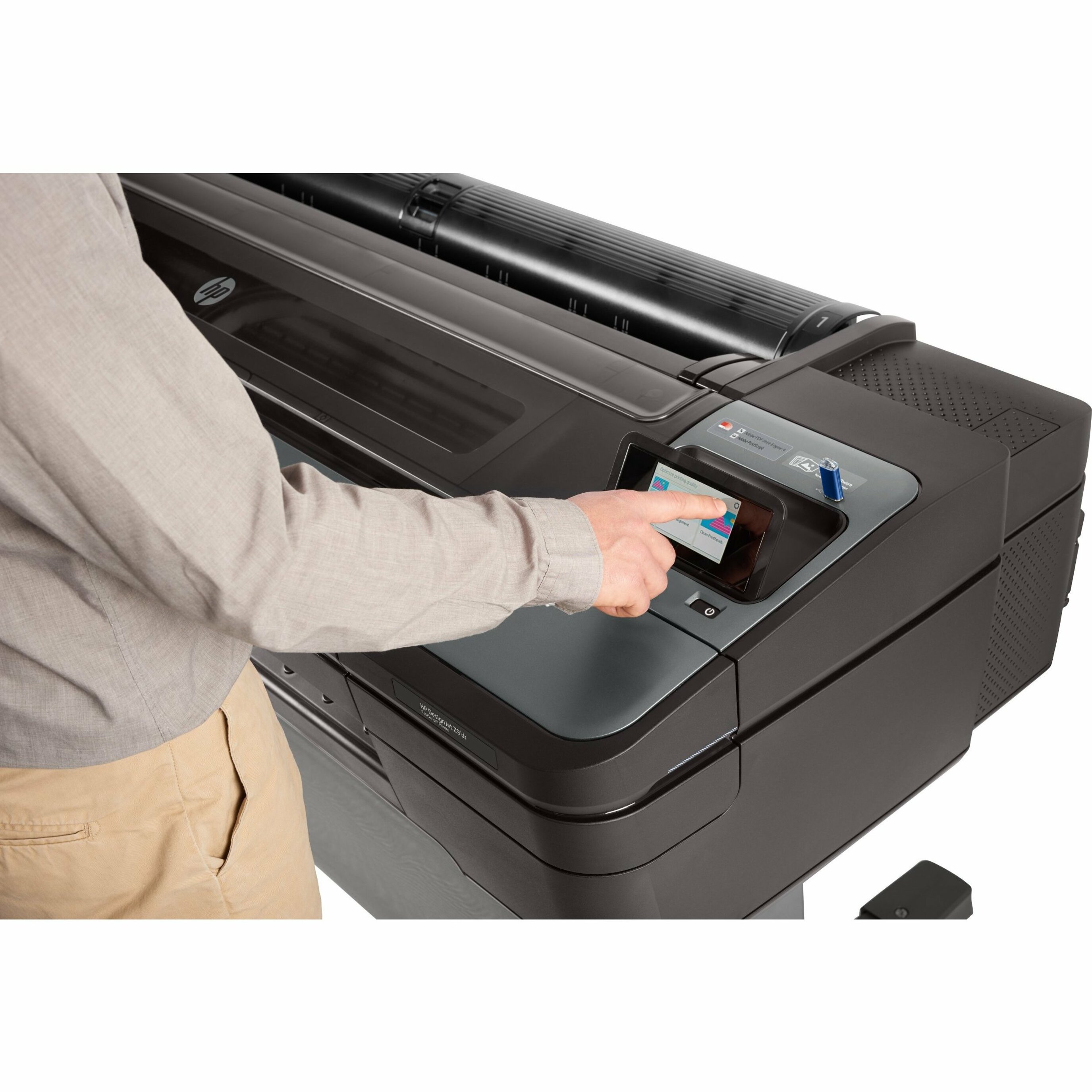 HP Designjet Z9+dr PostScript Inkjet Large Format Printer - 44" Print Width - Color - 9 Color(s) - 768.5 ft²/h Color Speed - 2400 x 1200 dpi - USB - Ethernet - Roll Paper, Photo Paper, Plain Paper, Coated Paper, Glossy Paper, Banner, Canvas - Floor Standing Supported — alternate image1