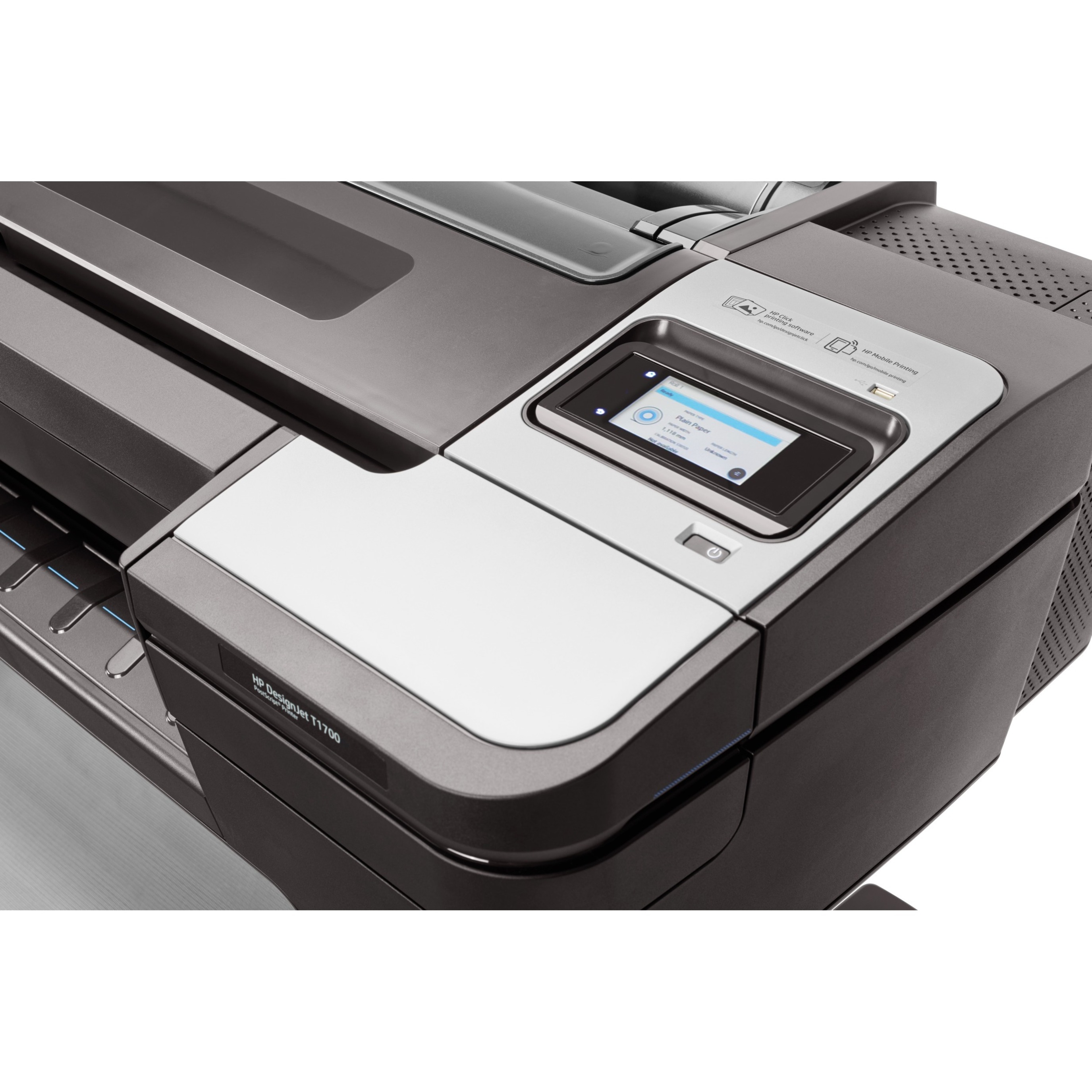 HP Designjet T1700 PostScript Inkjet Large Format Printer - 44" Print Width - Color - 6 Color(s) - 26 Second Color Speed - 2400 x 1200 dpi - USB - Ethernet - Roll Paper, Cut Sheet, Photo Paper, Plain Paper - Floor Standing Supported — alternate image1